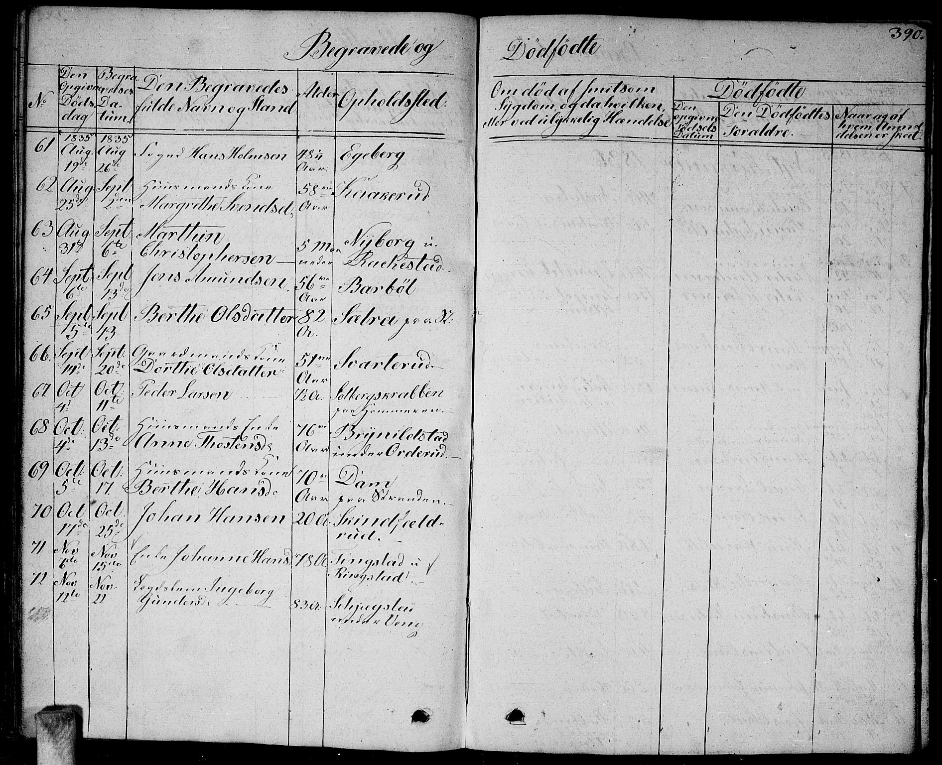 Enebakk prestekontor Kirkebøker, SAO/A-10171c/G/Ga/L0003: Parish register (copy) no. I 3, 1833-1849, p. 390