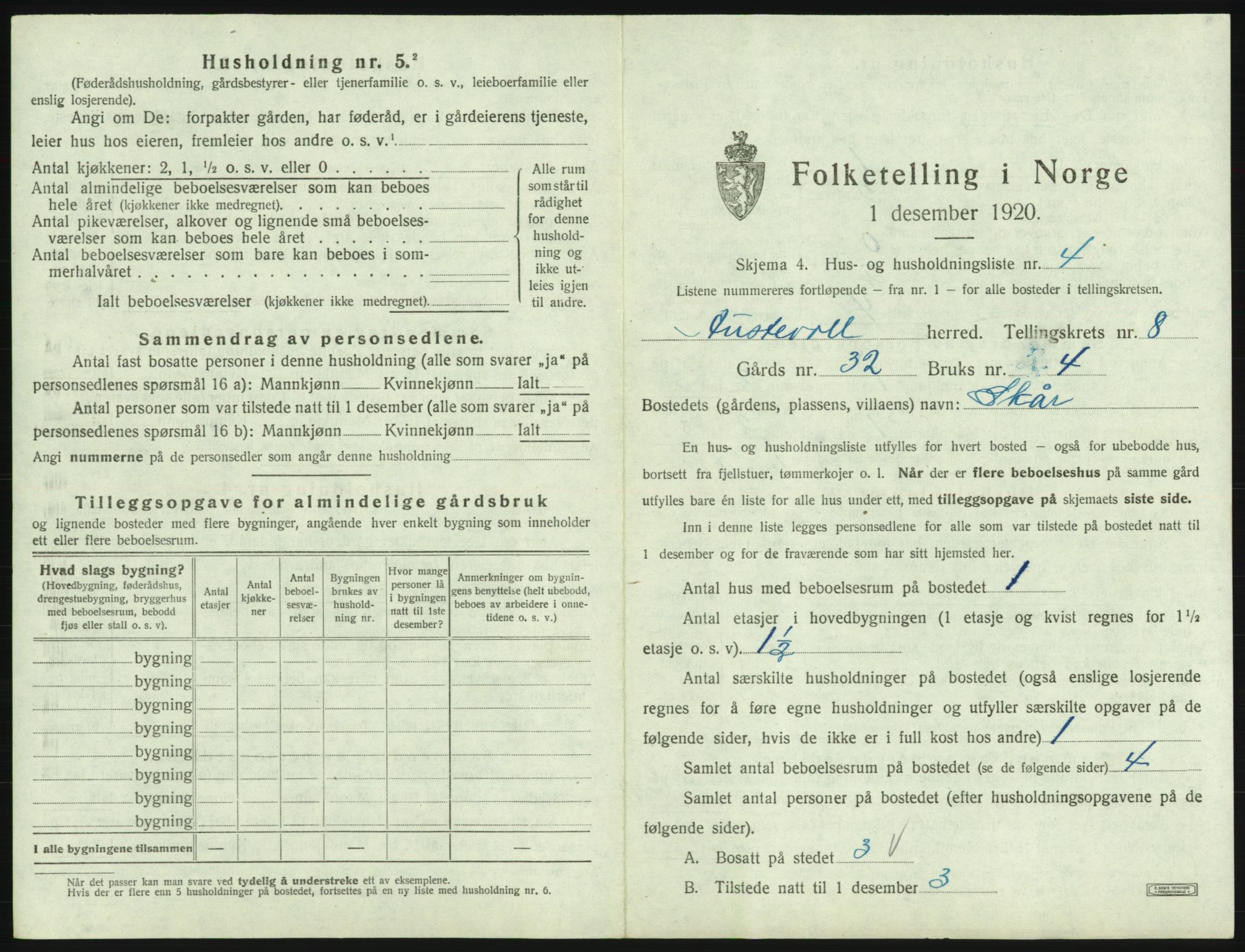 SAB, 1920 census for Austevoll, 1920, p. 486