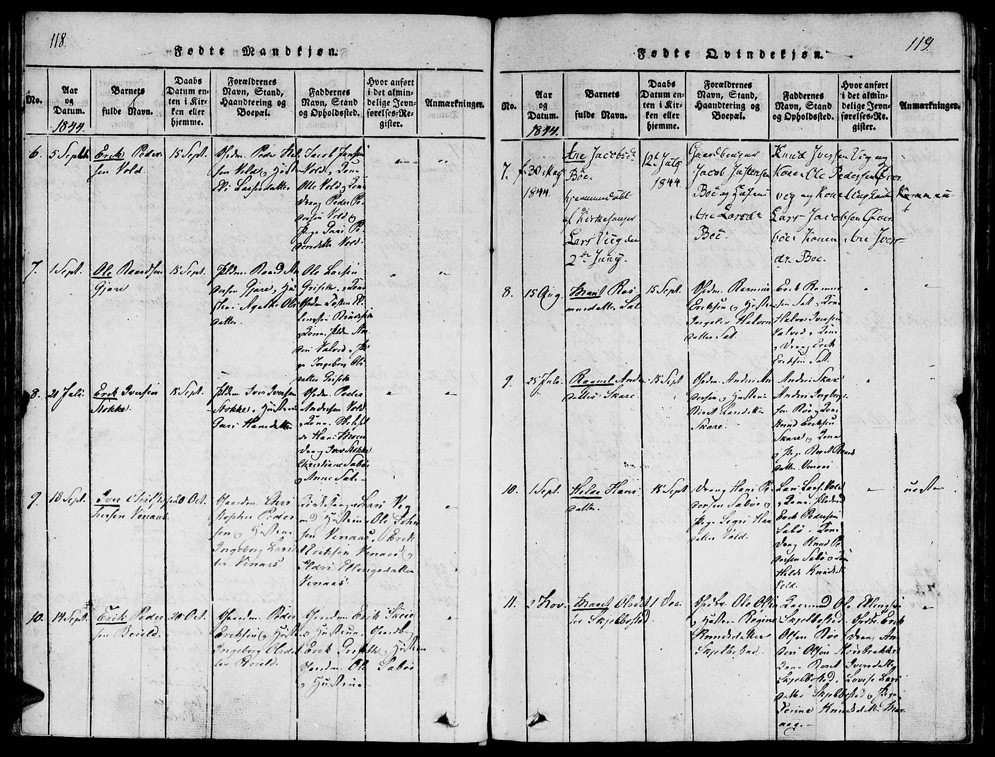 Ministerialprotokoller, klokkerbøker og fødselsregistre - Møre og Romsdal, AV/SAT-A-1454/543/L0561: Parish register (official) no. 543A01, 1818-1853, p. 118-119