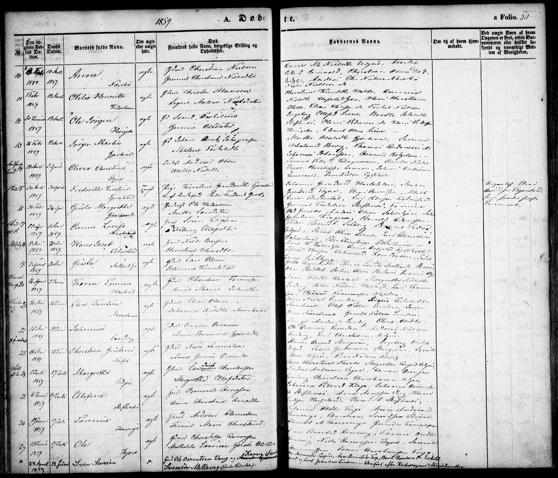 Hommedal sokneprestkontor, AV/SAK-1111-0023/F/Fa/Fab/L0004: Parish register (official) no. A 4, 1848-1860, p. 50