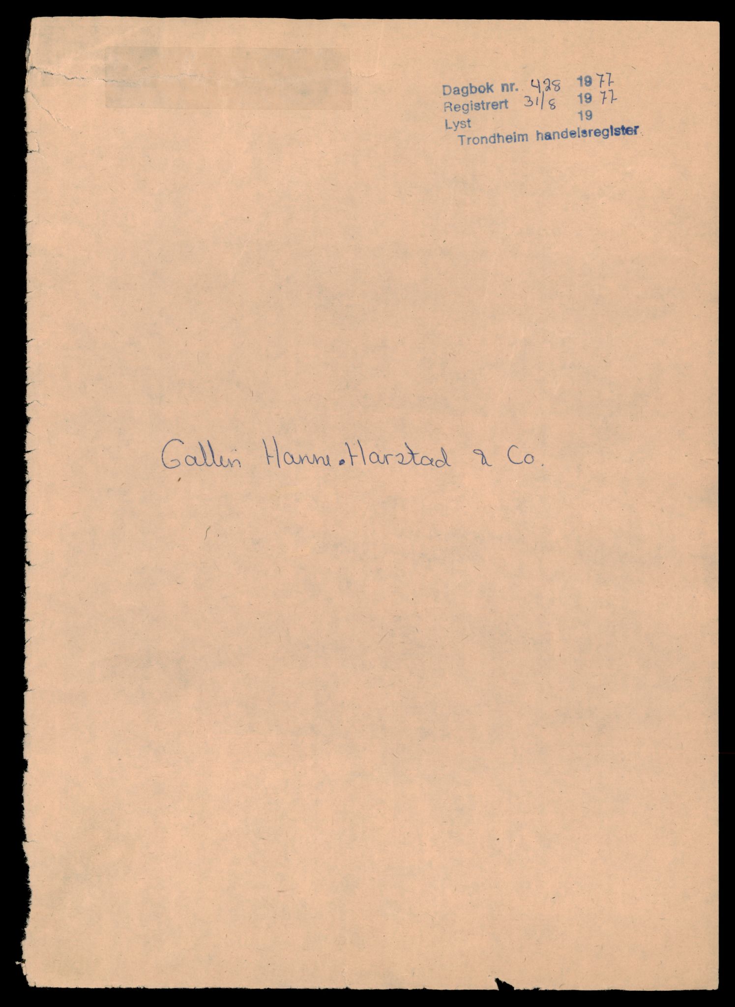 Trondheim byfogd, AV/SAT-A-0003/2/J/Jd/Jda/L0071: Bilag, enkeltmannsforetak, ansvarlige selskap og kommandittselskap, G-Hel, 1944-1990, p. 1