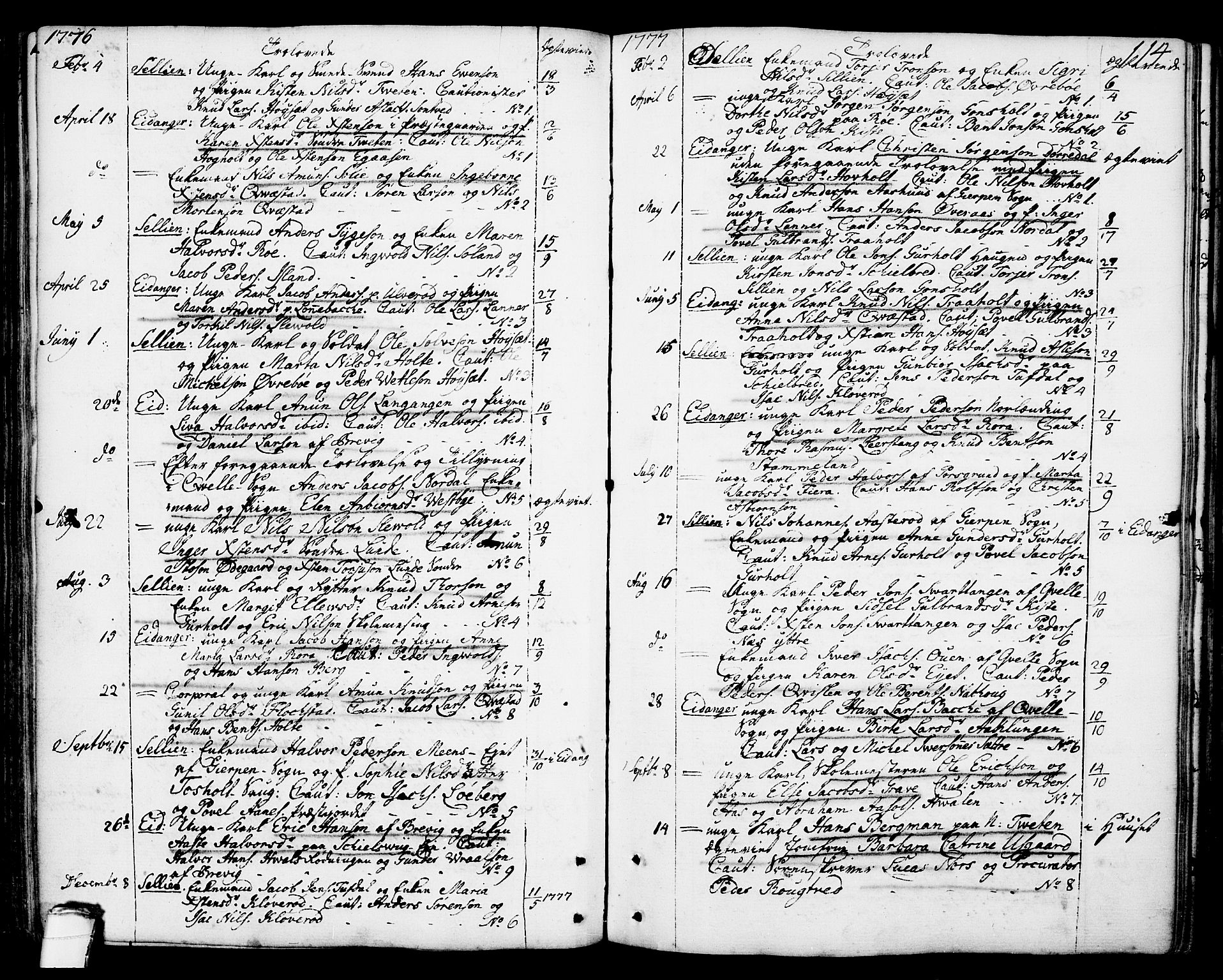 Eidanger kirkebøker, SAKO/A-261/F/Fa/L0006: Parish register (official) no. 6, 1764-1814, p. 114