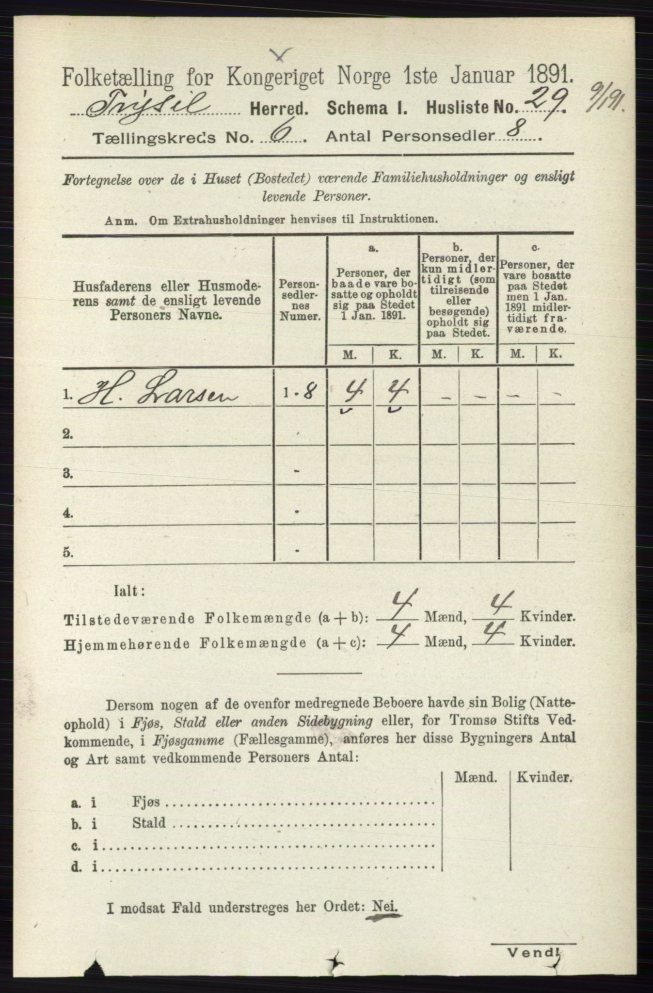 RA, 1891 census for 0428 Trysil, 1891, p. 2764