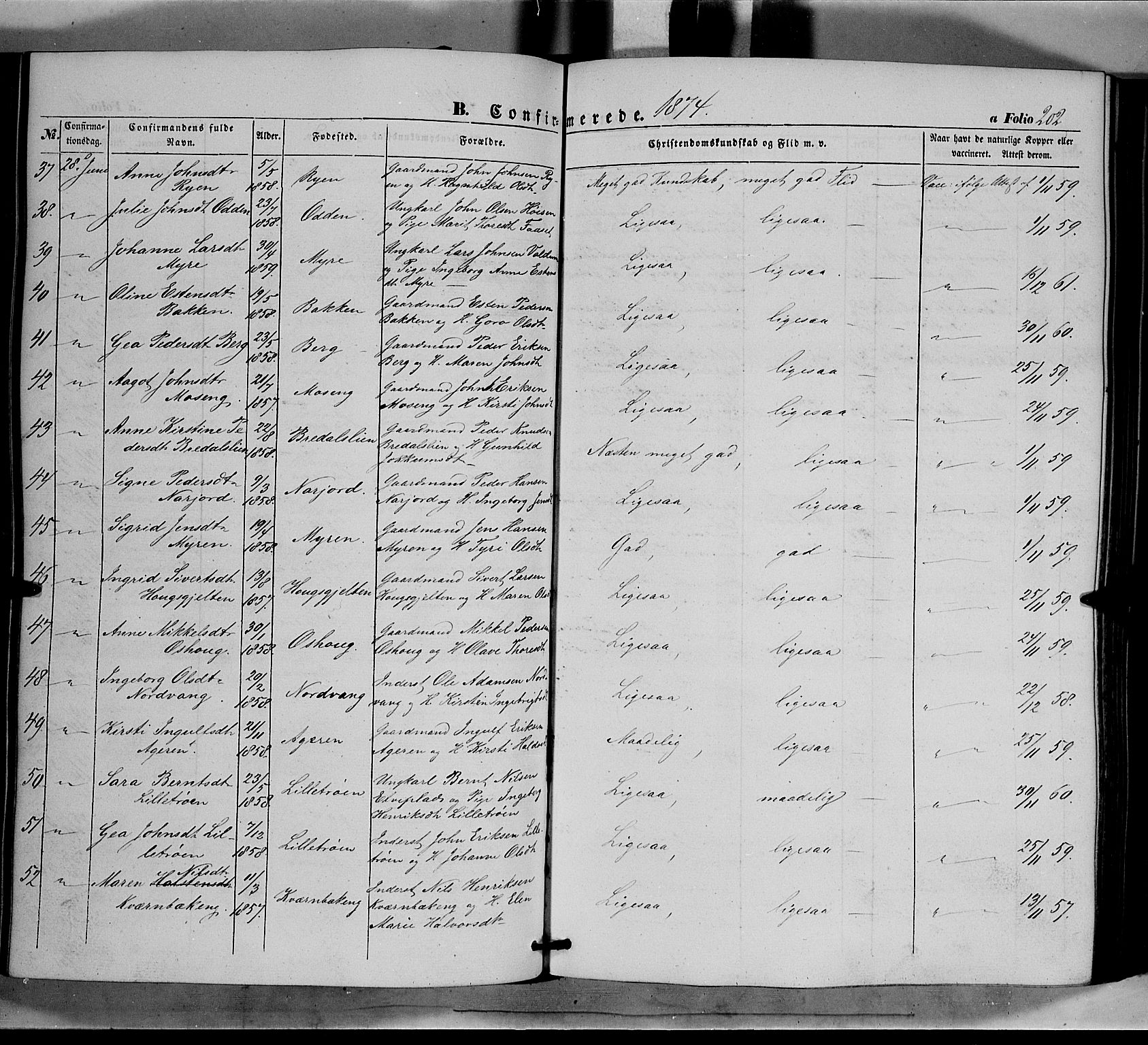 Tolga prestekontor, AV/SAH-PREST-062/K/L0006: Parish register (official) no. 6, 1852-1876, p. 202