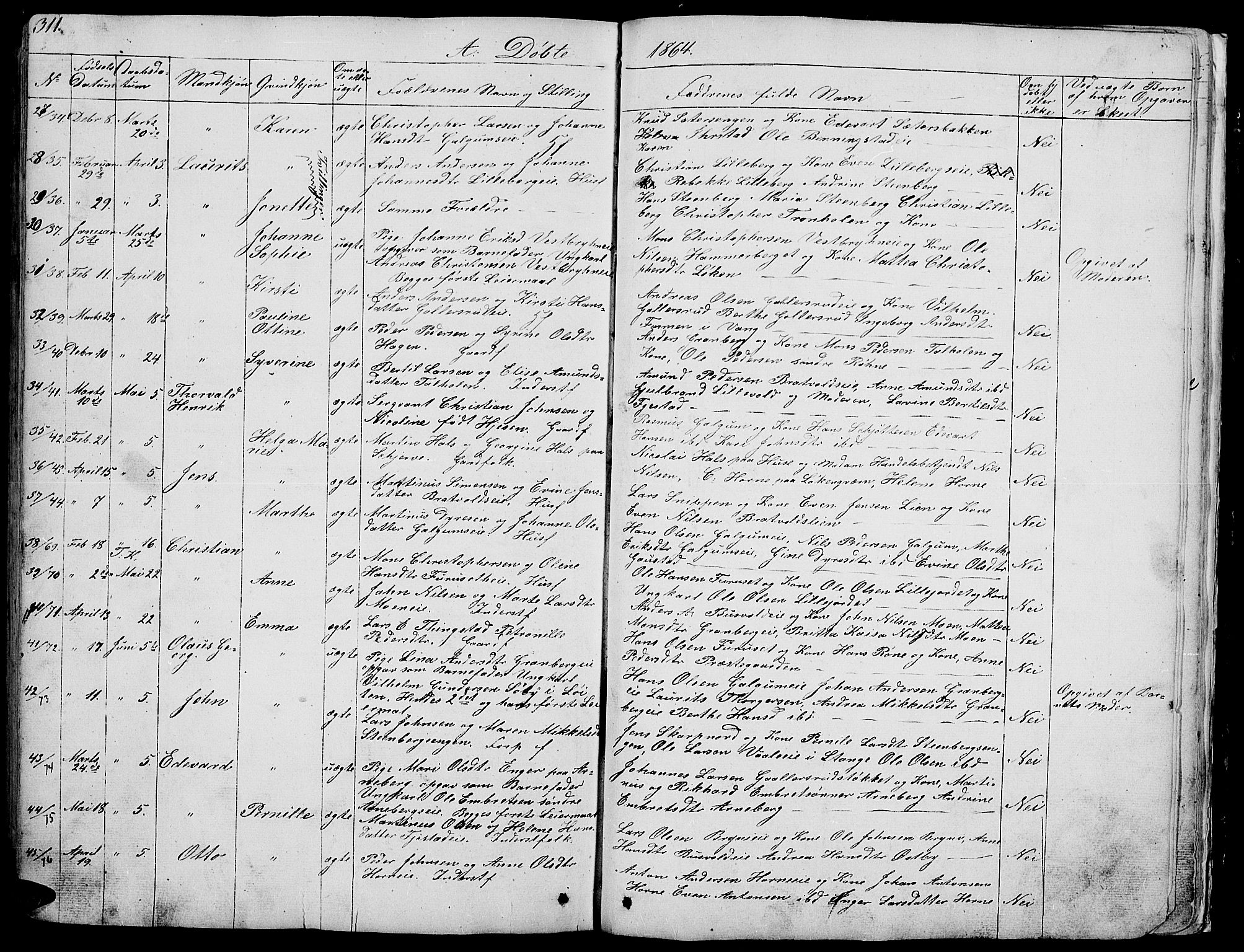 Romedal prestekontor, AV/SAH-PREST-004/L/L0009: Parish register (copy) no. 9, 1846-1866, p. 311