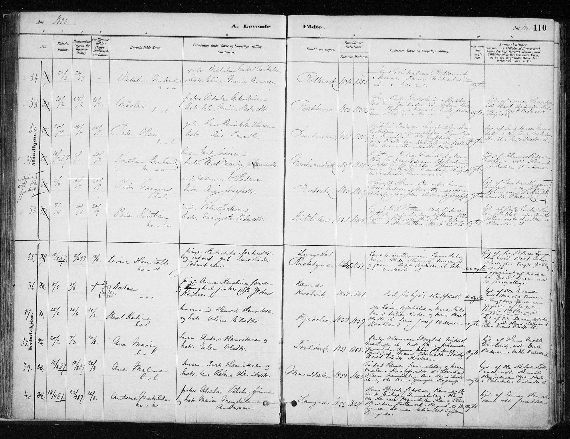 Lyngen sokneprestembete, SATØ/S-1289/H/He/Hea/L0007kirke: Parish register (official) no. 7, 1879-1890, p. 110