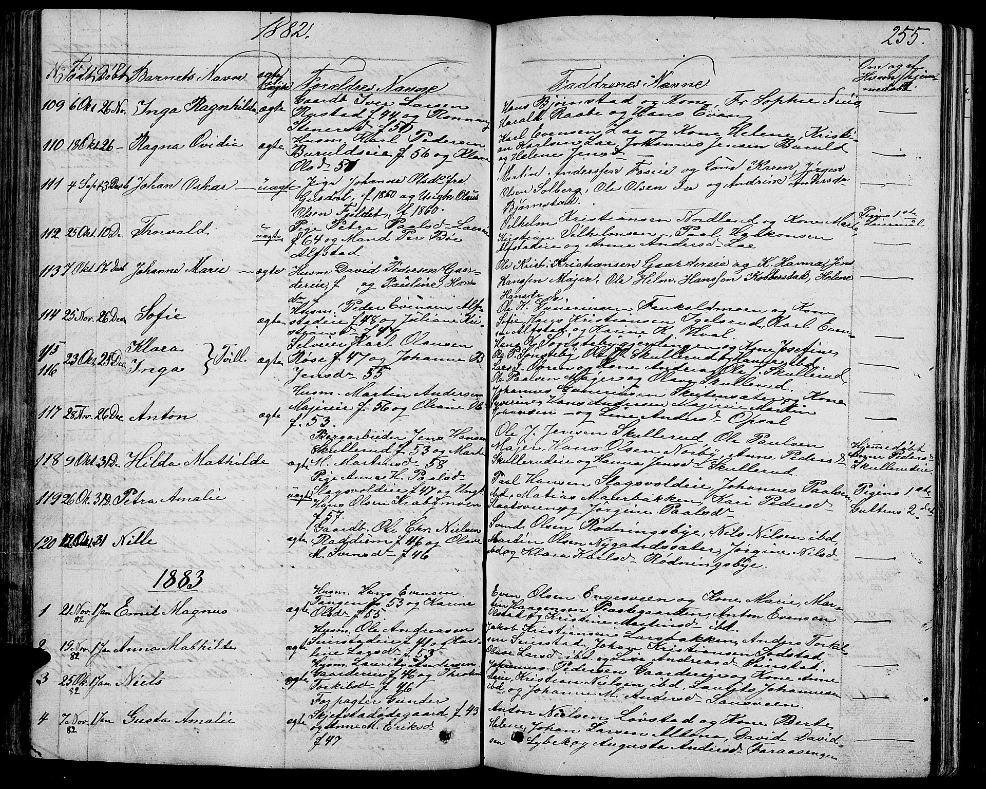 Østre Toten prestekontor, AV/SAH-PREST-104/H/Ha/Hab/L0004: Parish register (copy) no. 4, 1858-1886, p. 255