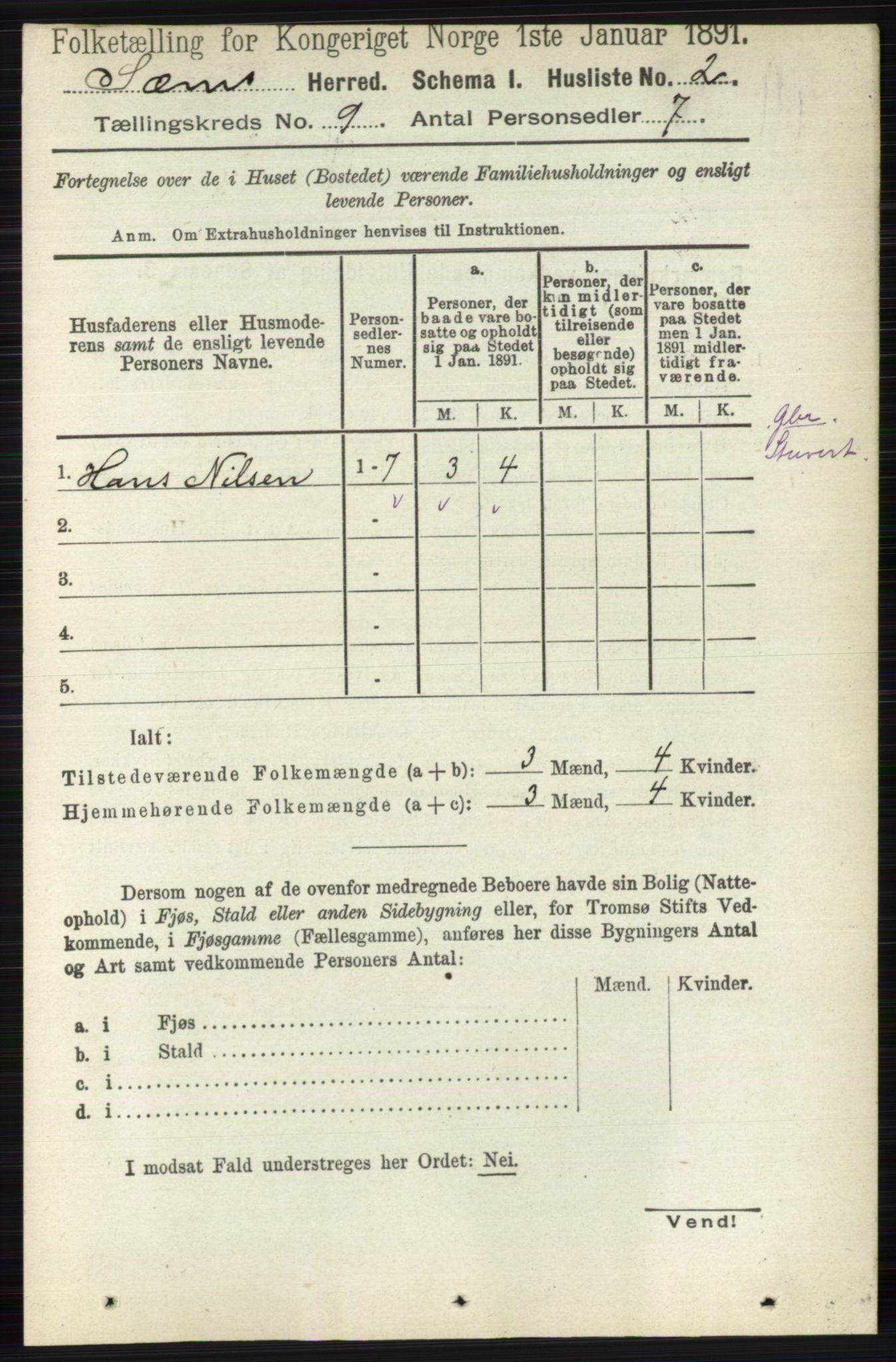 RA, 1891 census for 0721 Sem, 1891, p. 4156