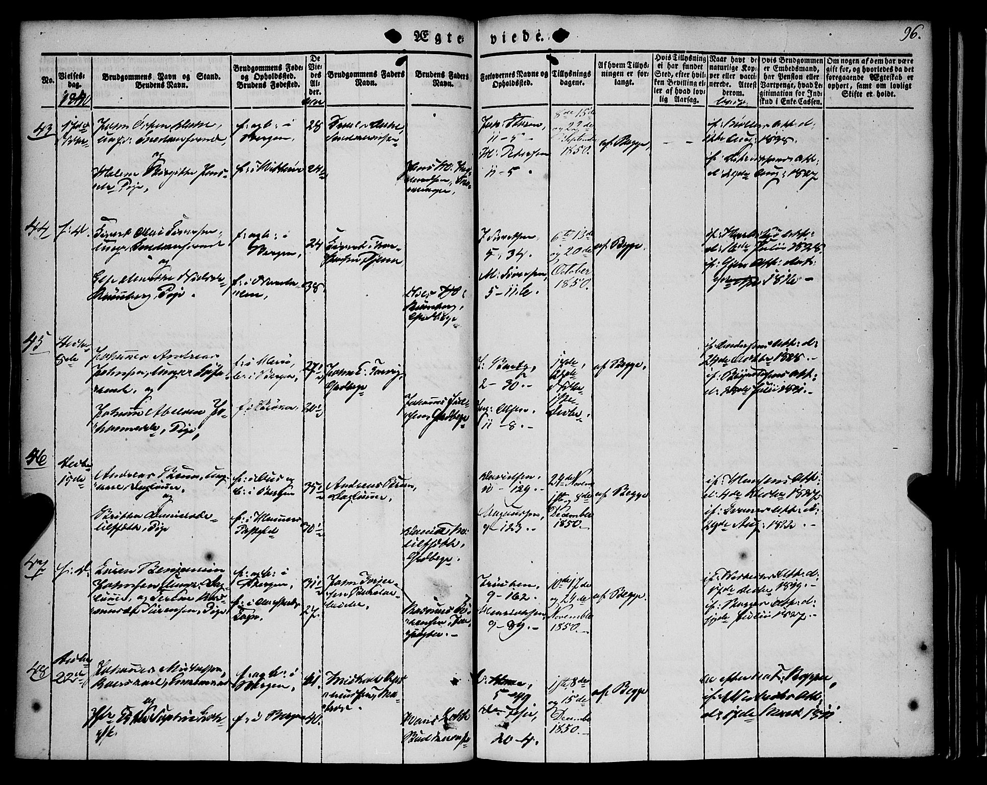 Nykirken Sokneprestembete, AV/SAB-A-77101/H/Haa/L0031: Parish register (official) no. D 1, 1834-1861, p. 96