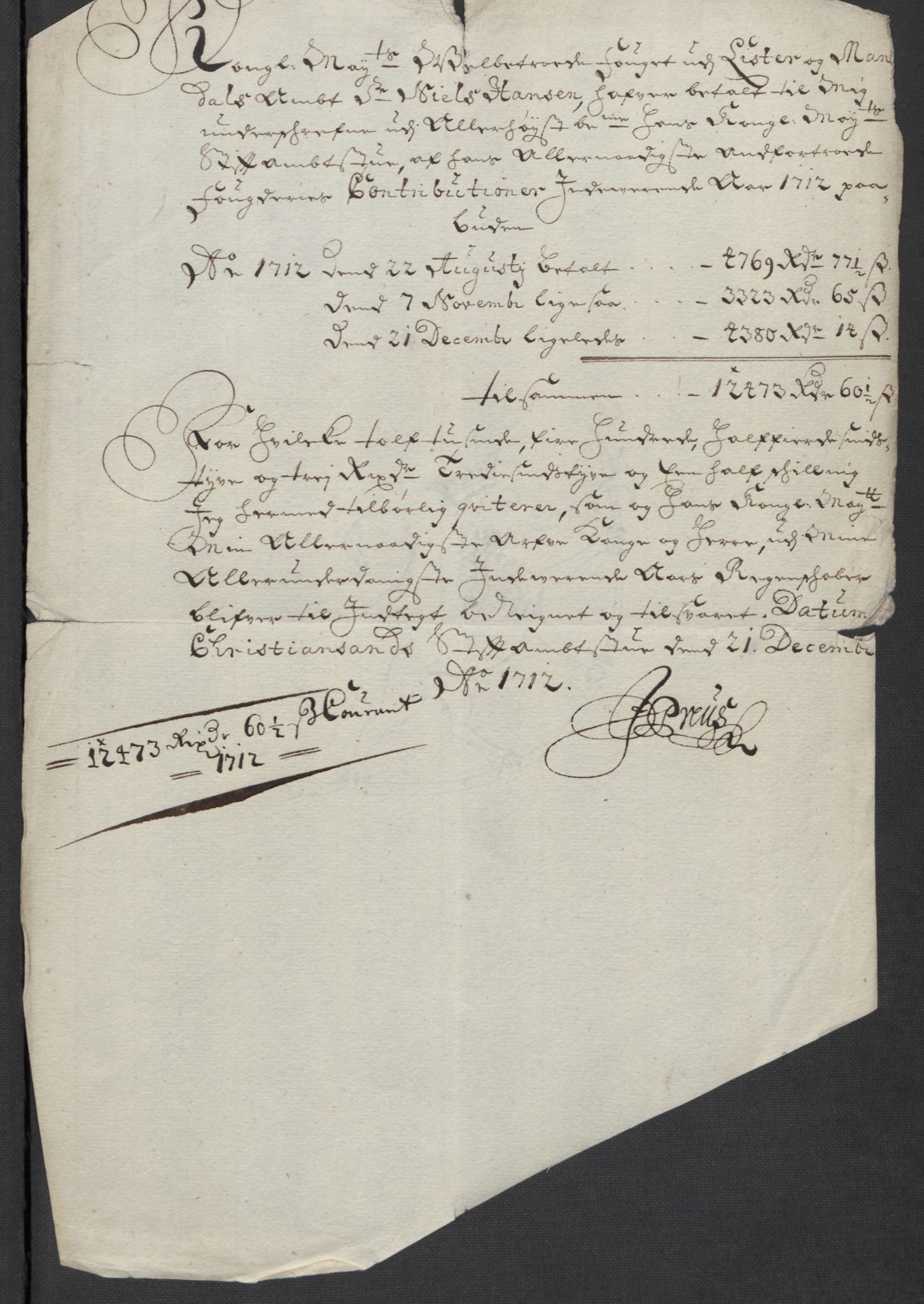 Rentekammeret inntil 1814, Reviderte regnskaper, Fogderegnskap, RA/EA-4092/R43/L2555: Fogderegnskap Lista og Mandal, 1712, p. 298