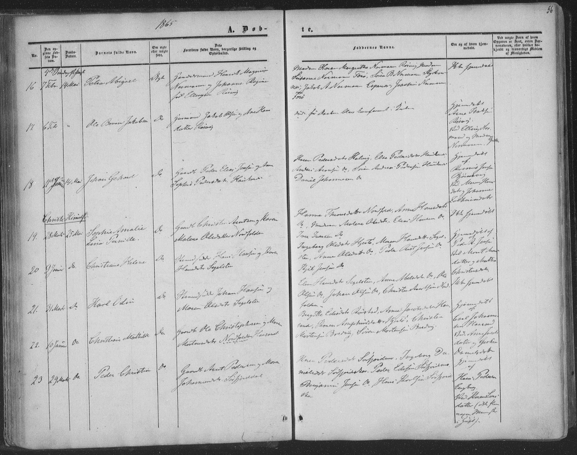 Ministerialprotokoller, klokkerbøker og fødselsregistre - Nordland, AV/SAT-A-1459/853/L0770: Parish register (official) no. 853A09, 1857-1870, p. 56