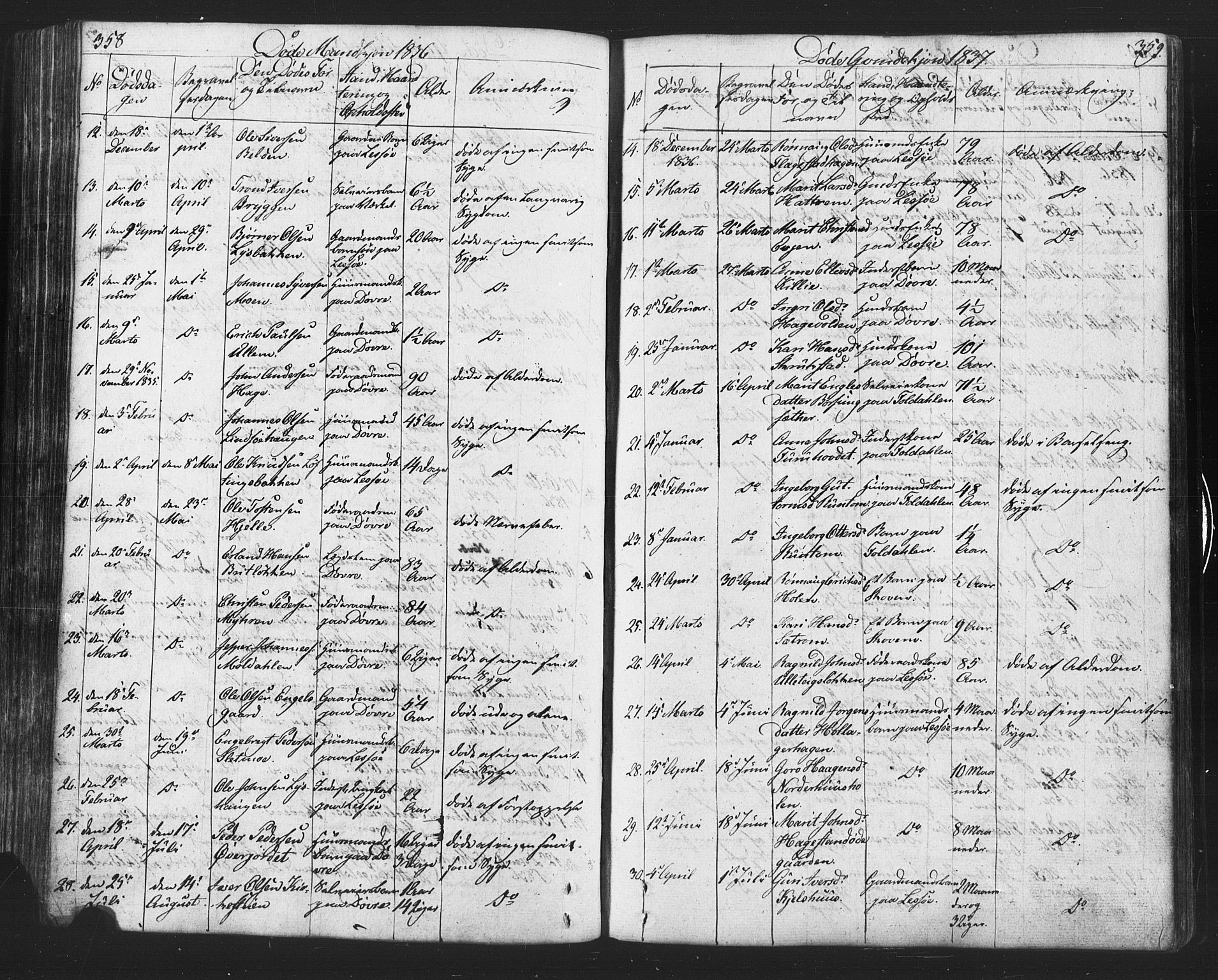 Lesja prestekontor, AV/SAH-PREST-068/H/Ha/Hab/L0002: Parish register (copy) no. 2, 1832-1850, p. 358-359