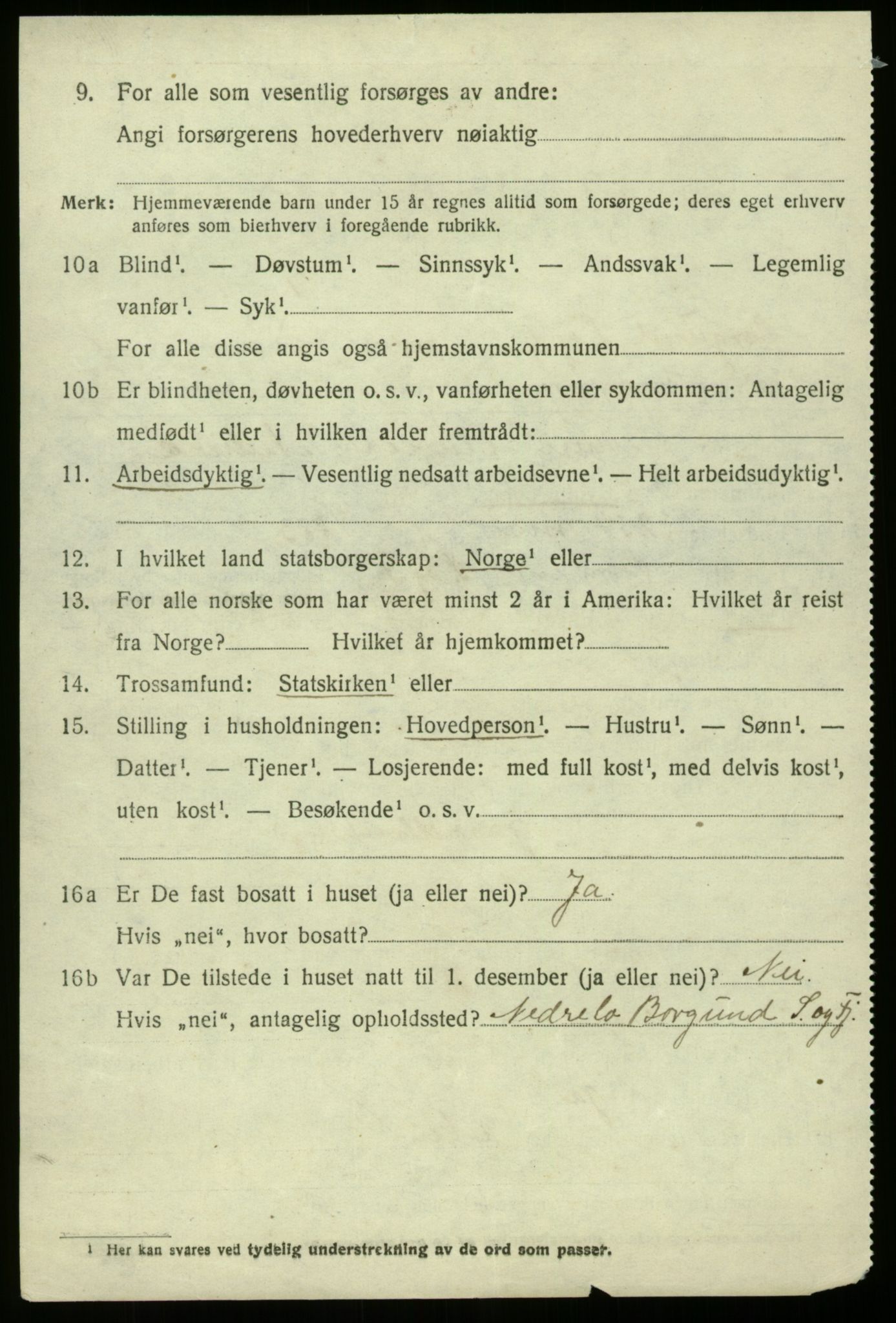 SAB, 1920 census for Borgund, 1920, p. 251