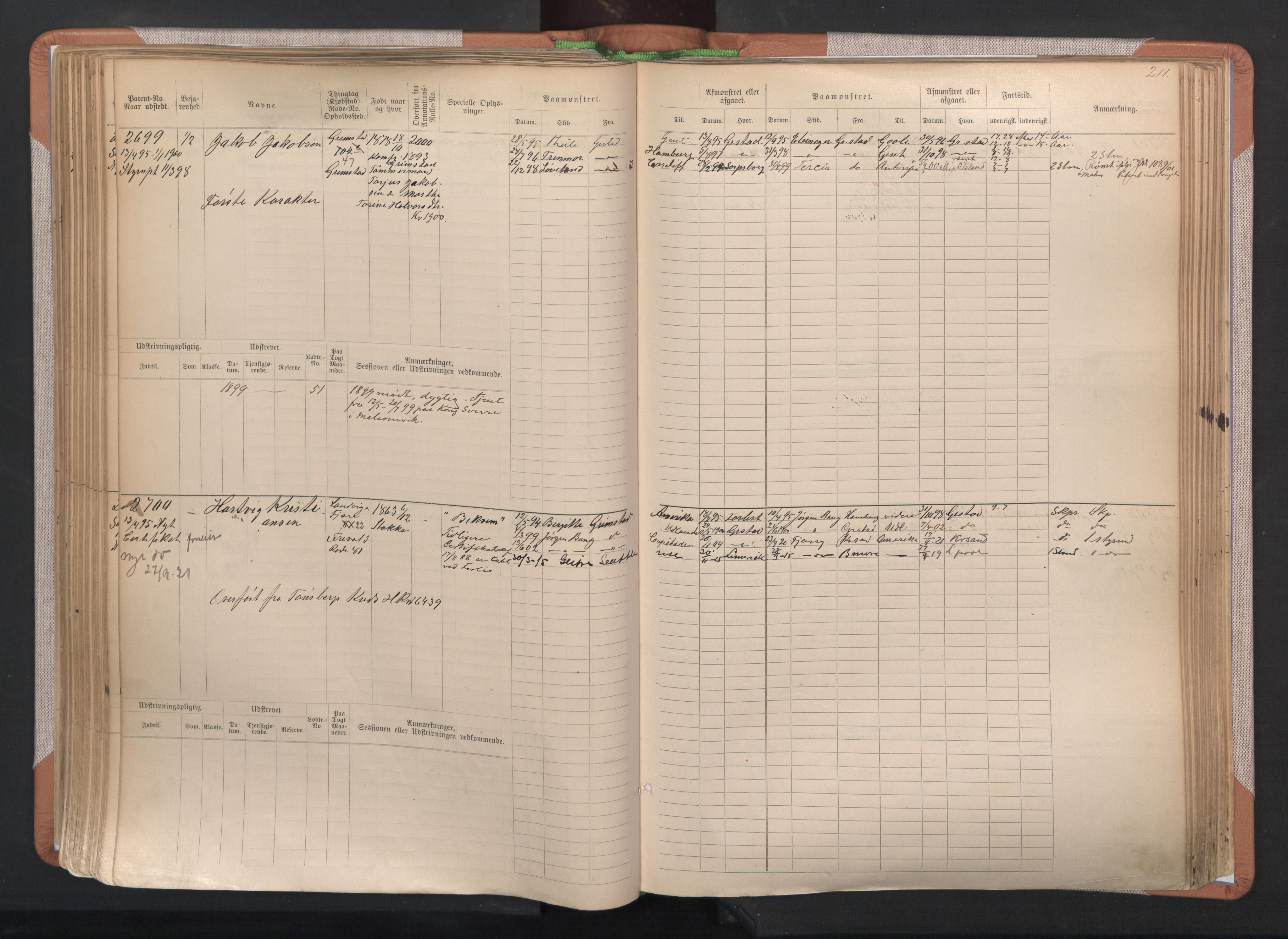 Grimstad mønstringskrets, AV/SAK-2031-0013/F/Fb/L0004: Hovedrulle A nr 2277-3042, F-7, 1889-1940, p. 219