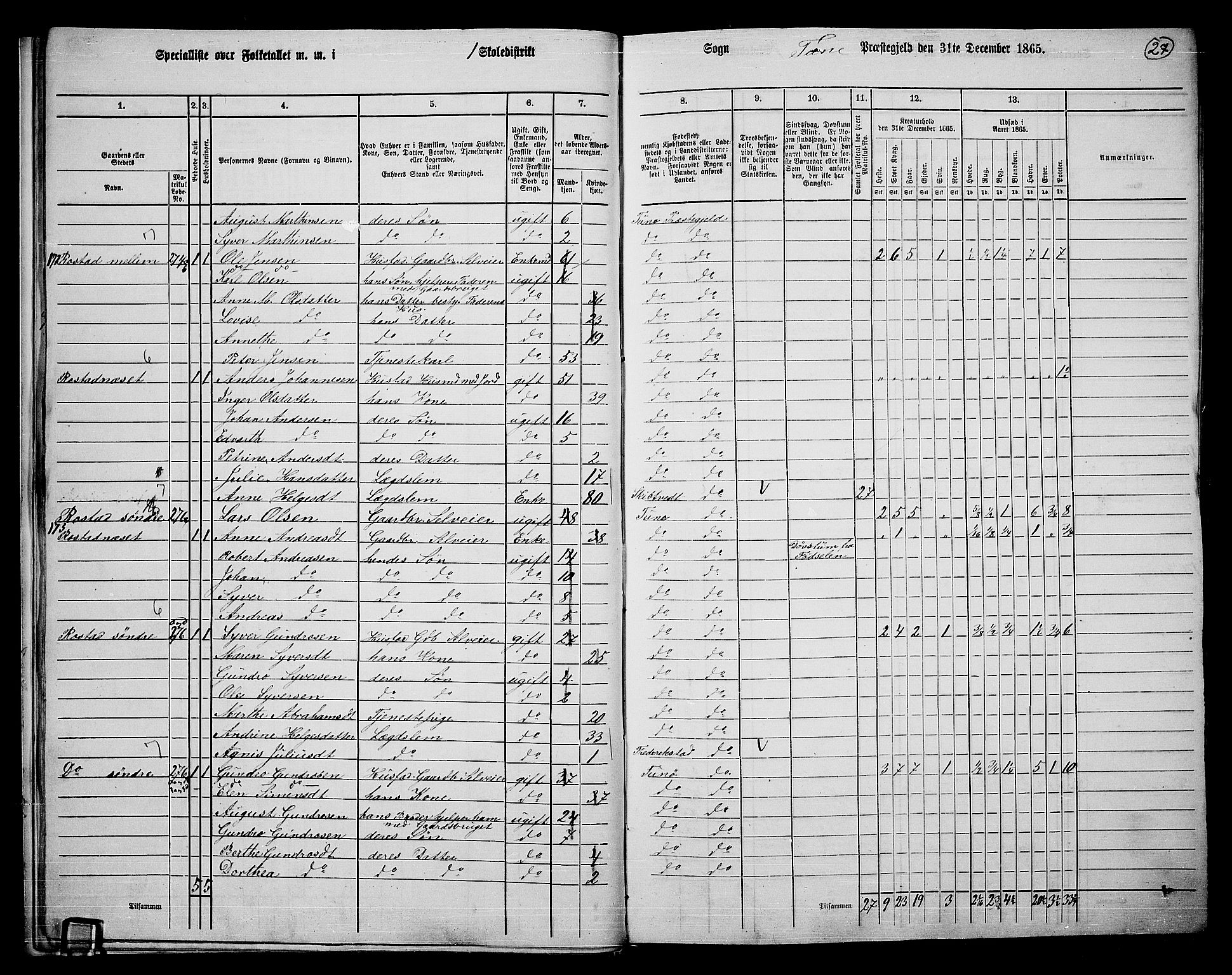 RA, 1865 census for Tune, 1865, p. 24