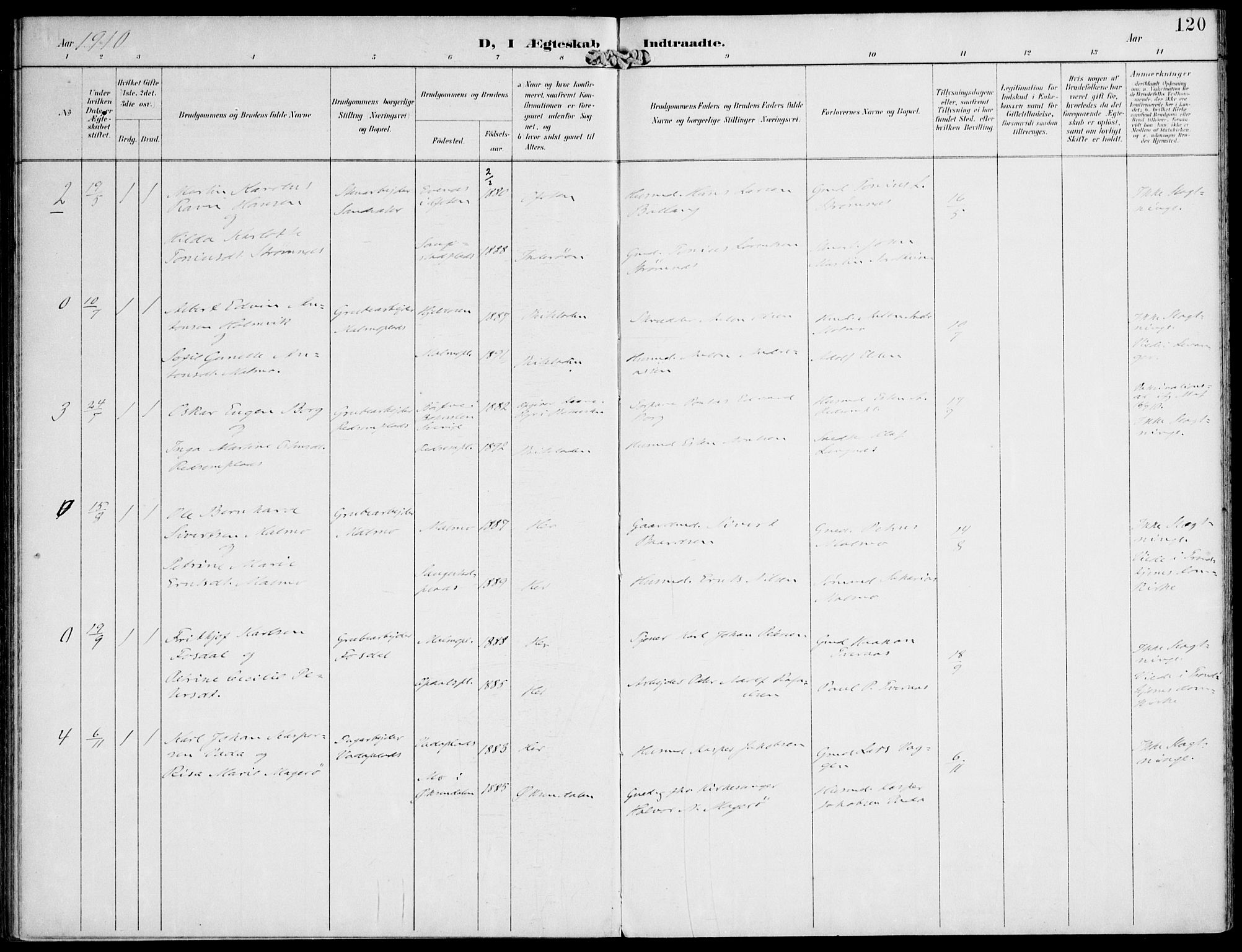 Ministerialprotokoller, klokkerbøker og fødselsregistre - Nord-Trøndelag, SAT/A-1458/745/L0430: Parish register (official) no. 745A02, 1895-1913, p. 120