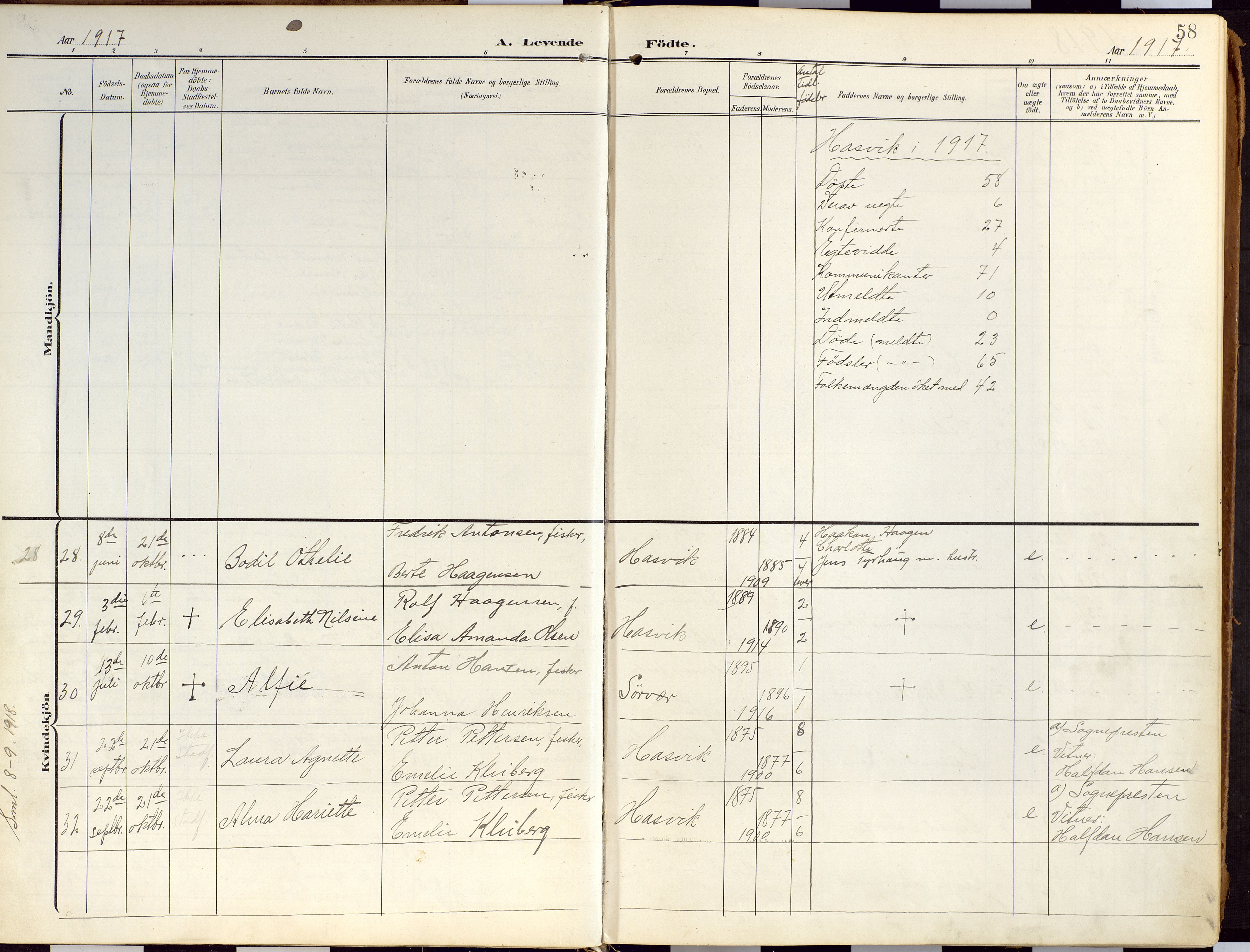 Loppa sokneprestkontor, SATØ/S-1339/H/Ha/L0010kirke: Parish register (official) no. 10, 1907-1922, p. 58