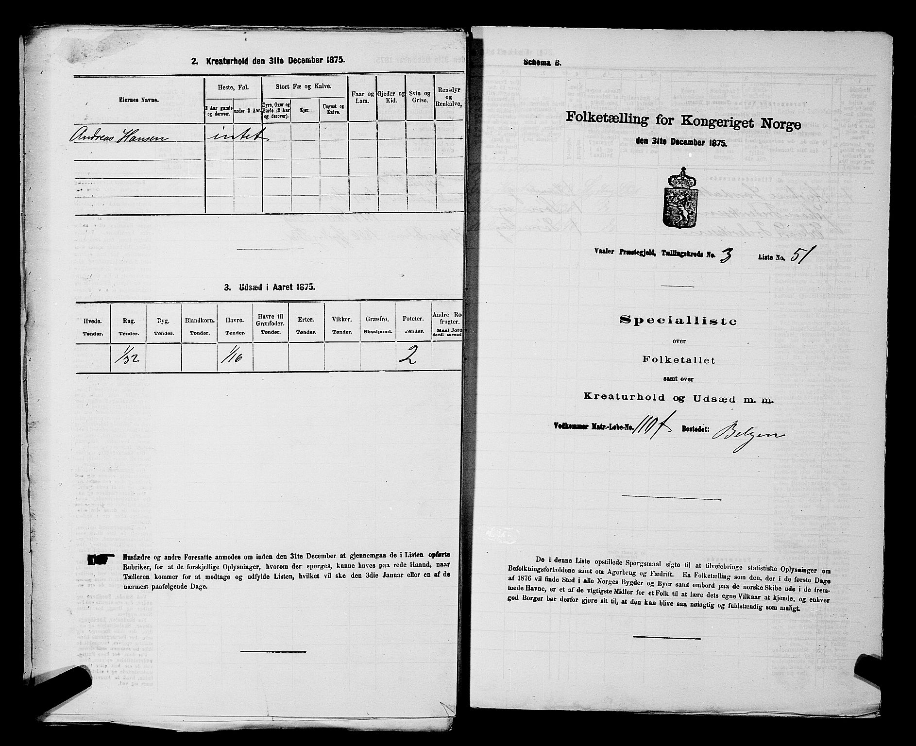 RA, 1875 census for 0137P Våler, 1875, p. 556