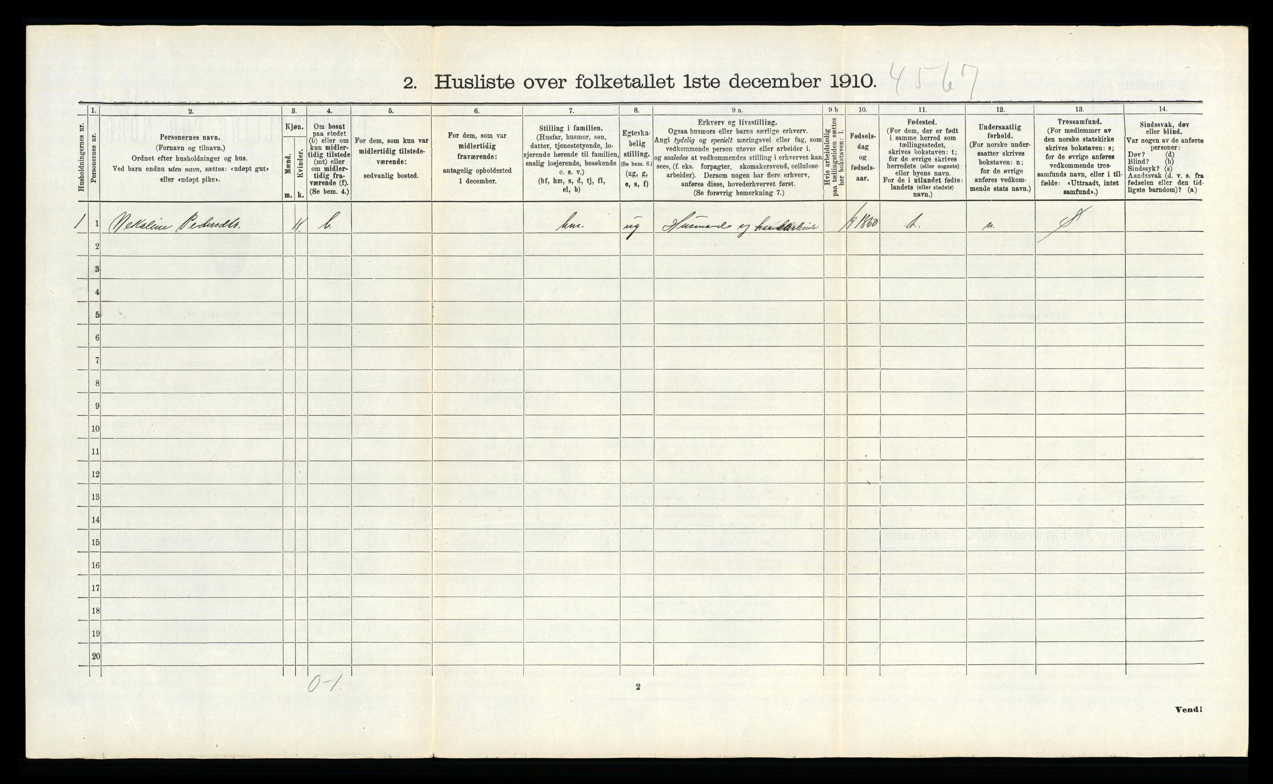 RA, 1910 census for Vega, 1910, p. 411