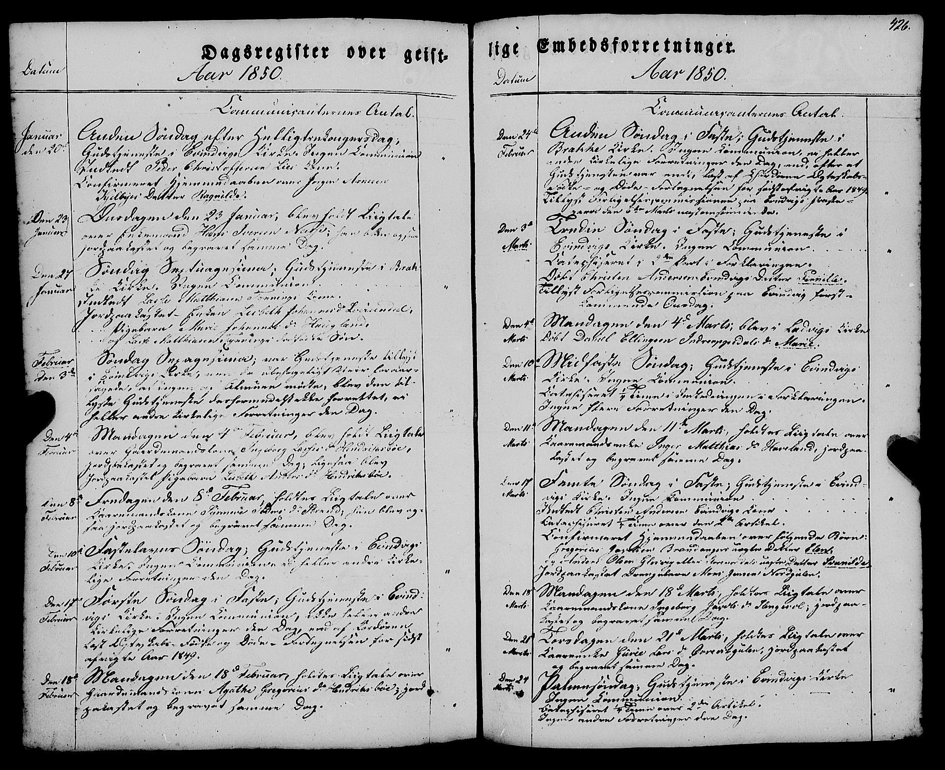 Gulen sokneprestembete, AV/SAB-A-80201/H/Haa/Haaa/L0021: Parish register (official) no. A 21, 1848-1858, p. 426