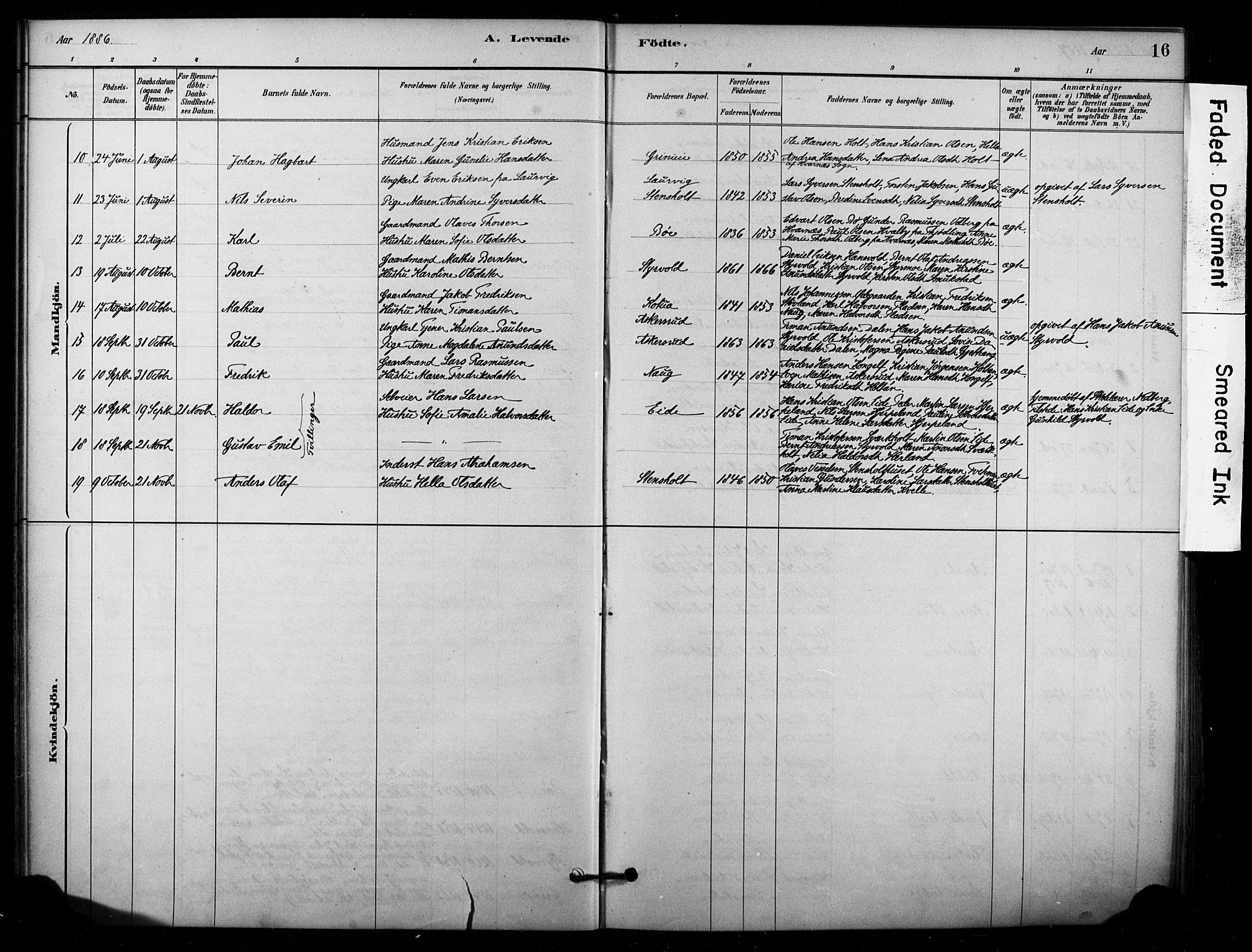 Lardal kirkebøker, AV/SAKO-A-350/F/Fd/L0001: Parish register (official) no. IV 1, 1881-1907, p. 16