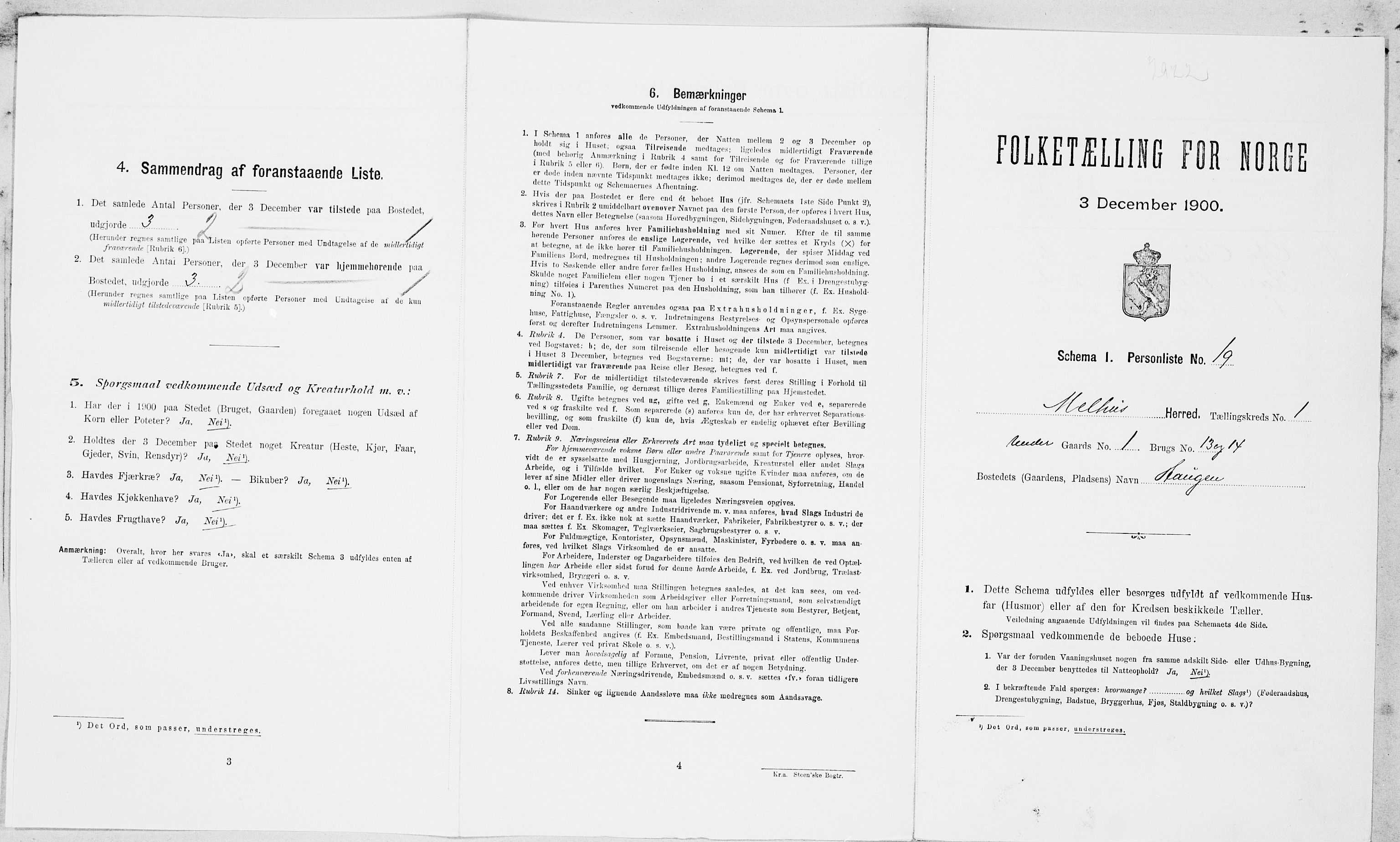 SAT, 1900 census for Melhus, 1900, p. 94