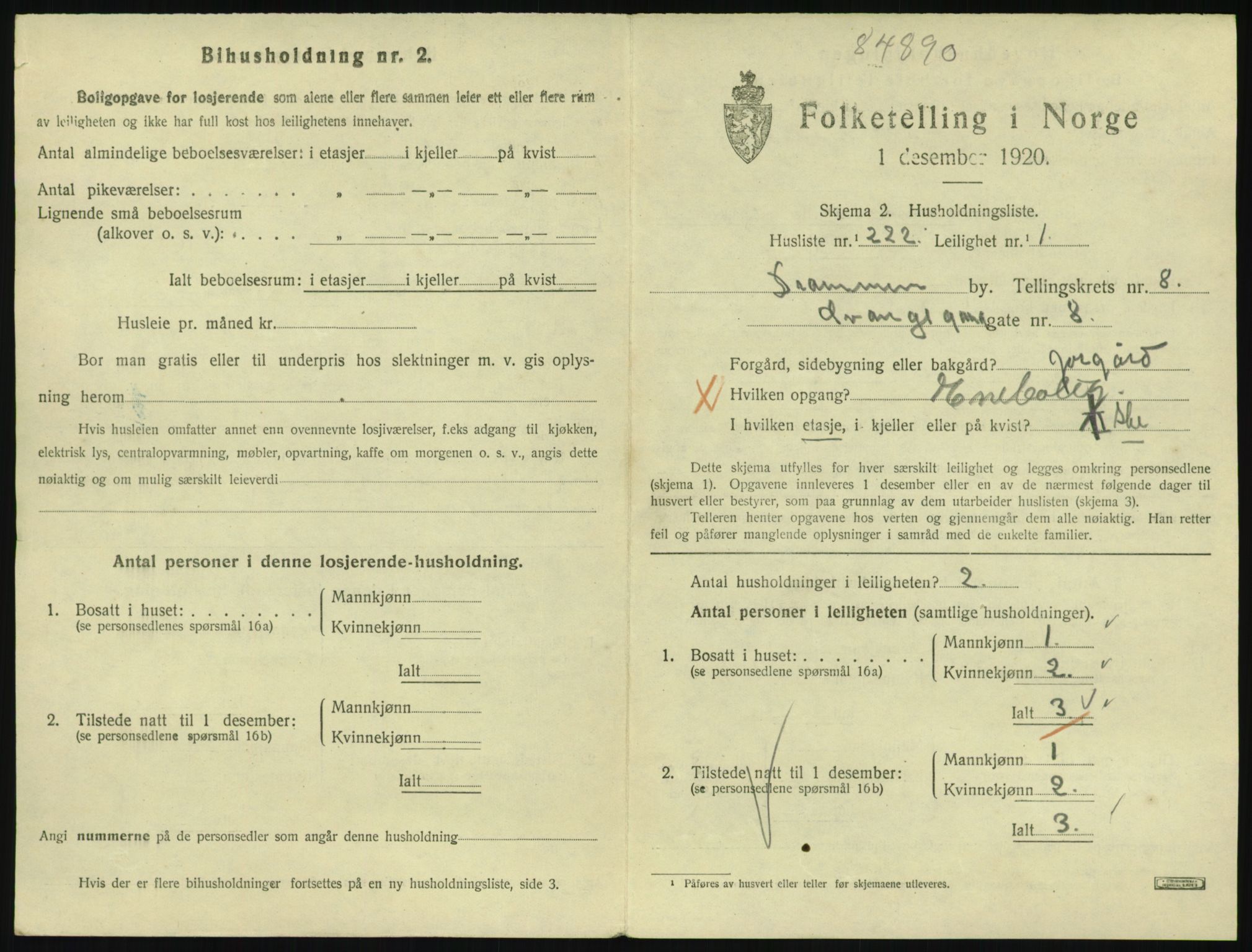 SAKO, 1920 census for Drammen, 1920, p. 15257