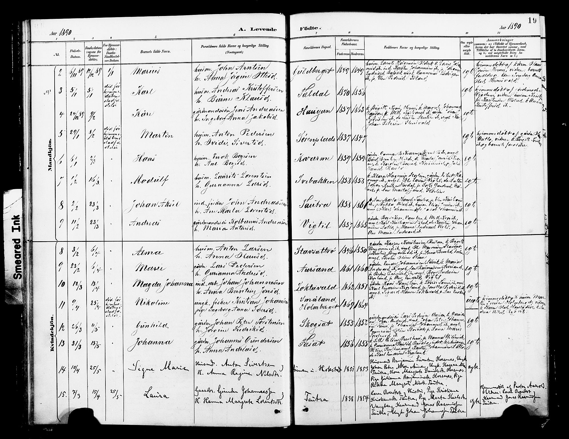Ministerialprotokoller, klokkerbøker og fødselsregistre - Nord-Trøndelag, SAT/A-1458/713/L0121: Parish register (official) no. 713A10, 1888-1898, p. 19
