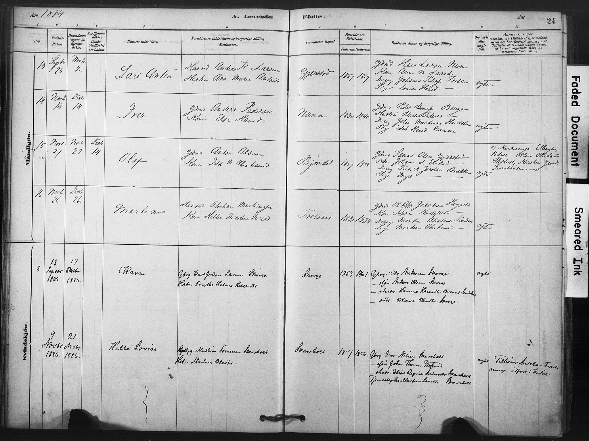 Andebu kirkebøker, AV/SAKO-A-336/F/Fa/L0008: Parish register (official) no. 8, 1878-1902, p. 24