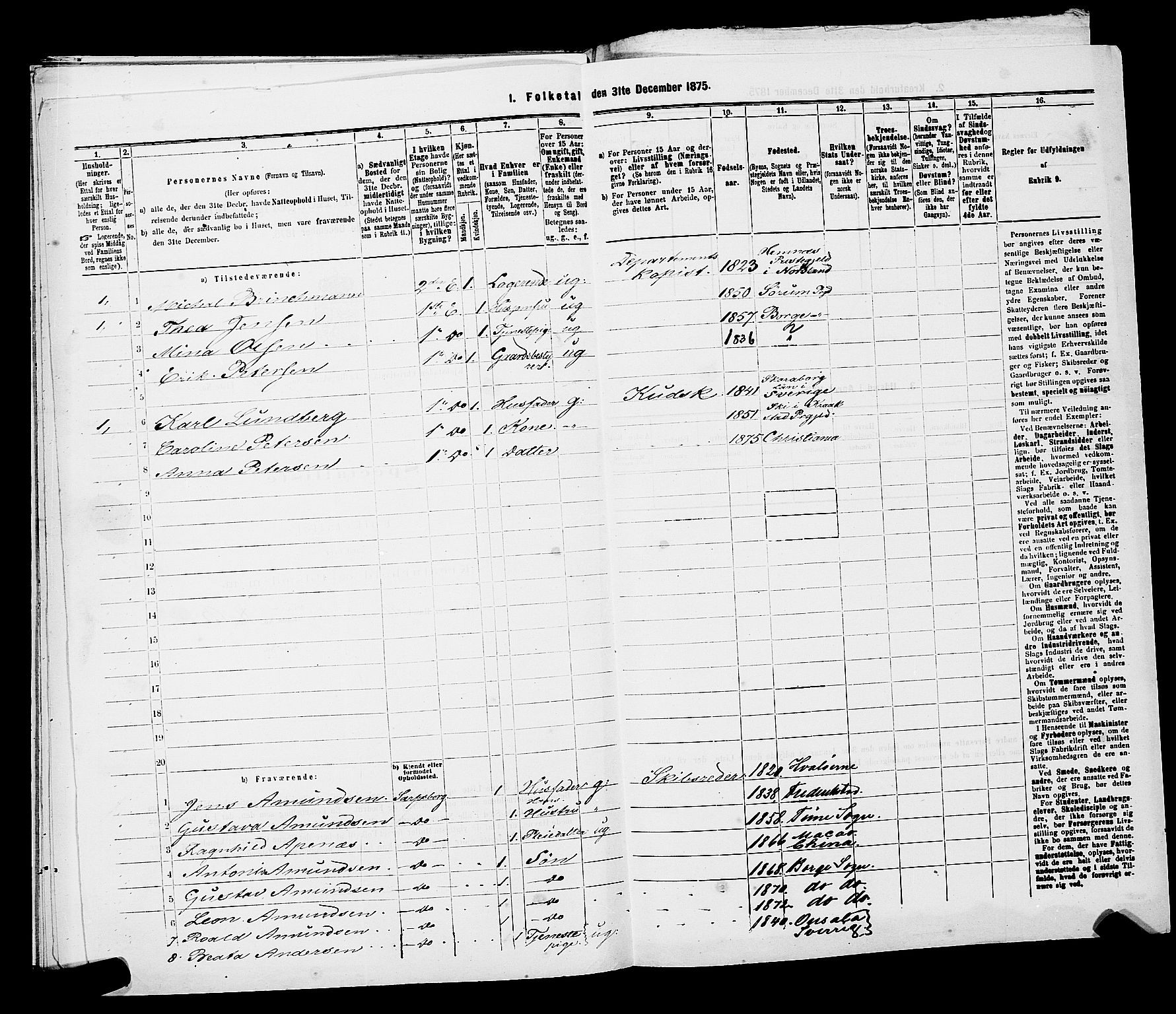 RA, 1875 census for 0301 Kristiania, 1875, p. 3884