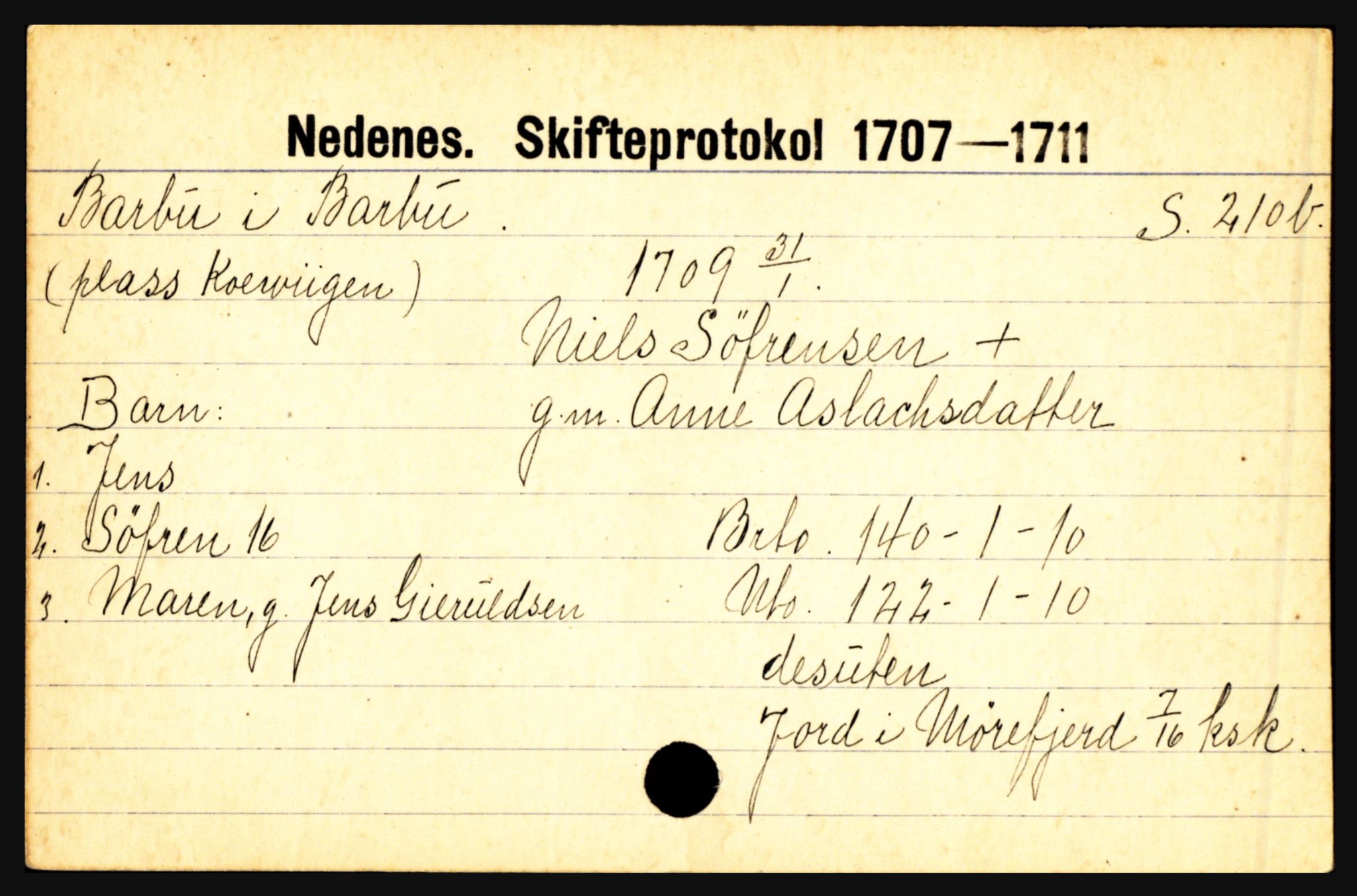 Nedenes sorenskriveri før 1824, AV/SAK-1221-0007/H, p. 1583