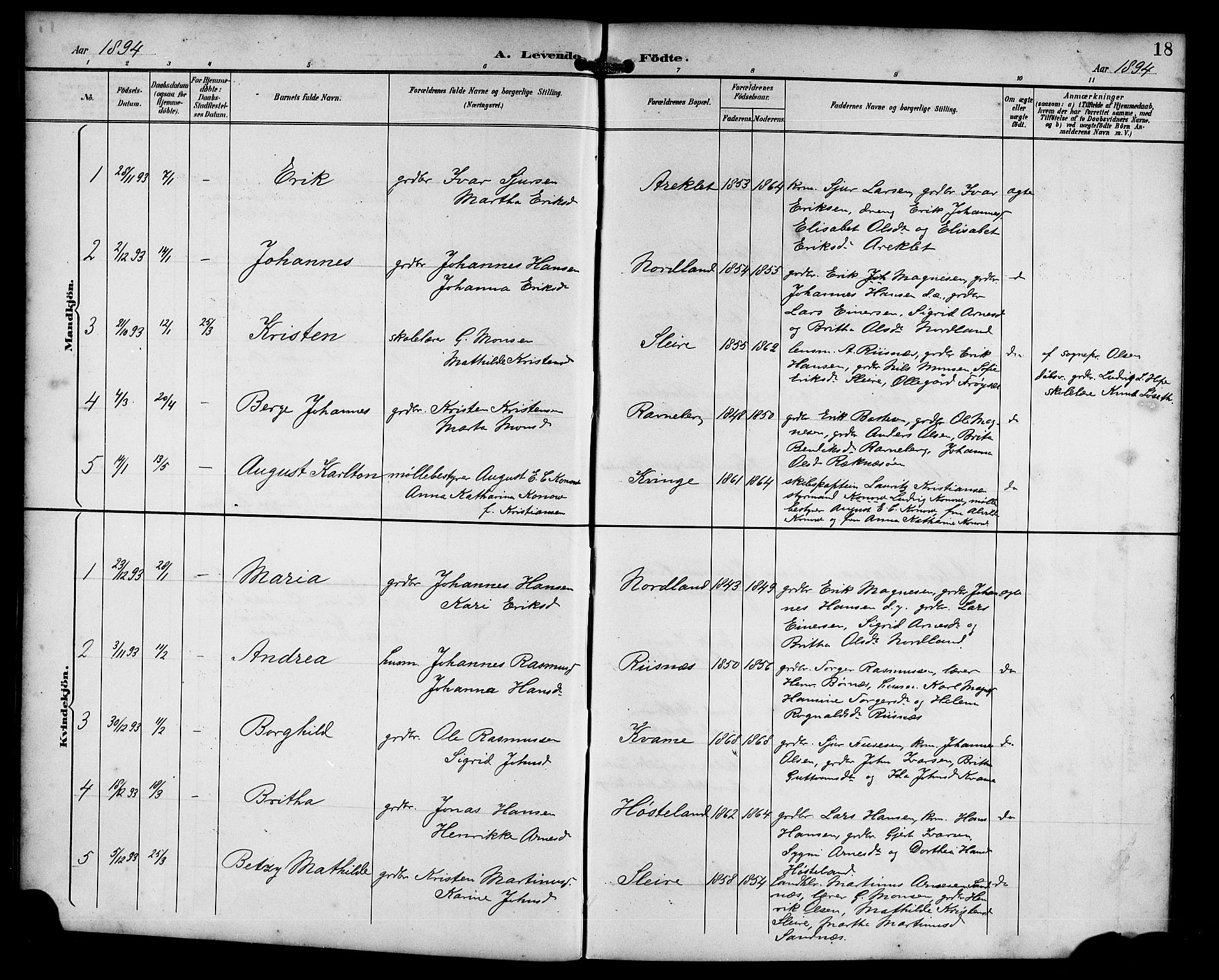 Masfjorden Sokneprestembete, SAB/A-77001: Parish register (copy) no. B 1, 1892-1913, p. 18
