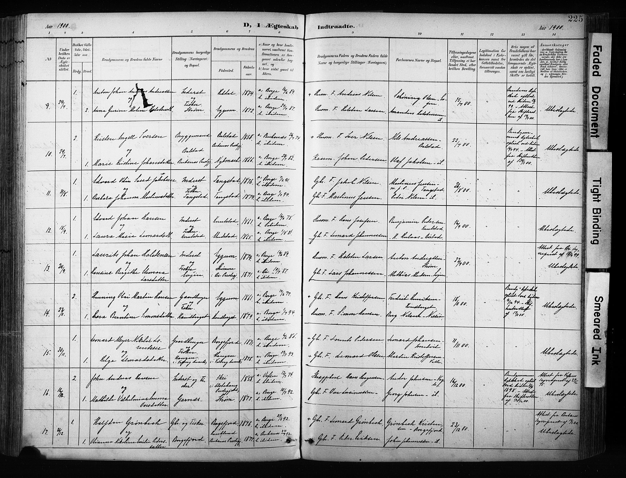 Ministerialprotokoller, klokkerbøker og fødselsregistre - Nordland, AV/SAT-A-1459/880/L1134: Parish register (official) no. 880A08, 1899-1908, p. 225