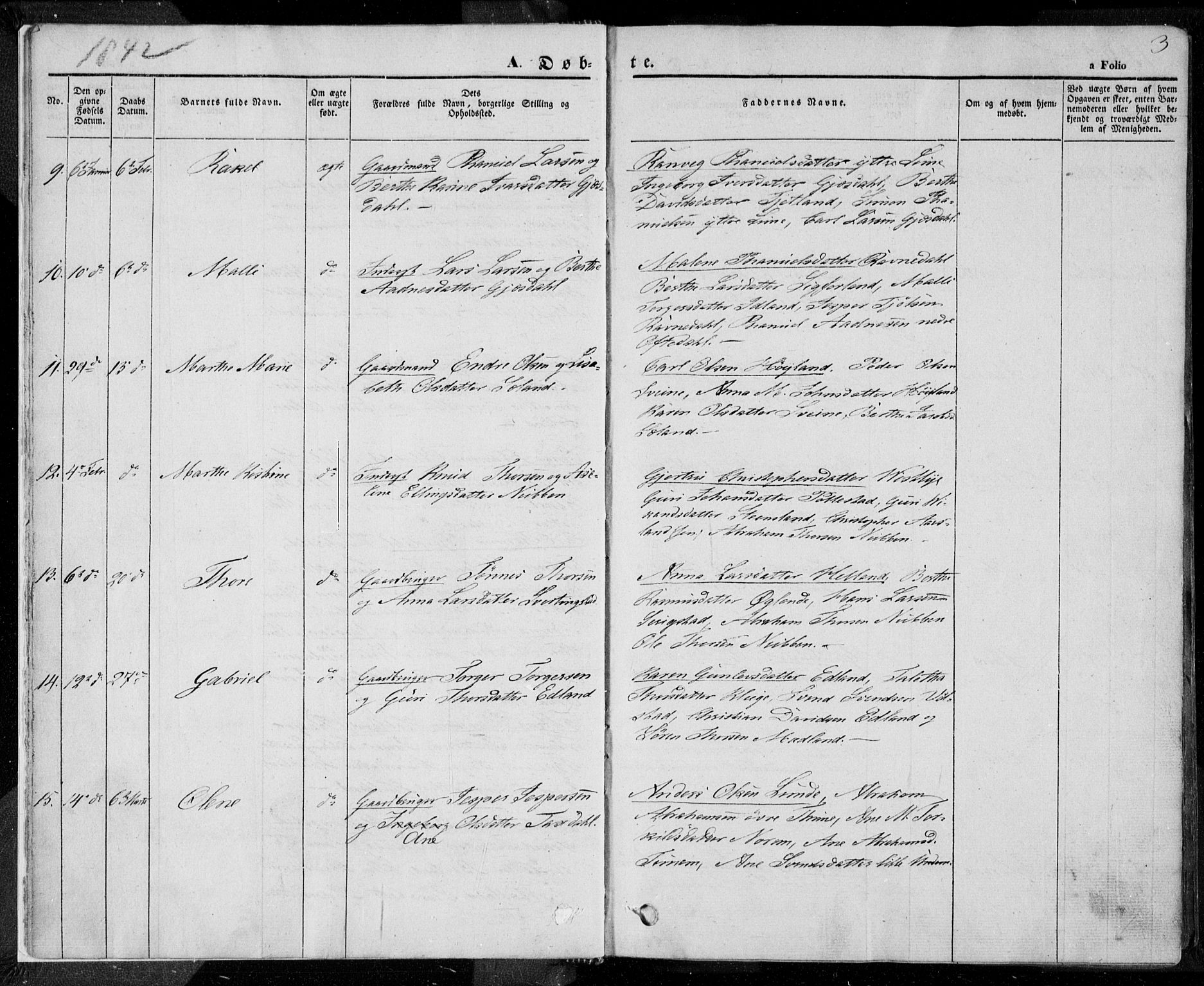 Lye sokneprestkontor, SAST/A-101794/001/30BA/L0005: Parish register (official) no. A 5.1, 1842-1855, p. 3