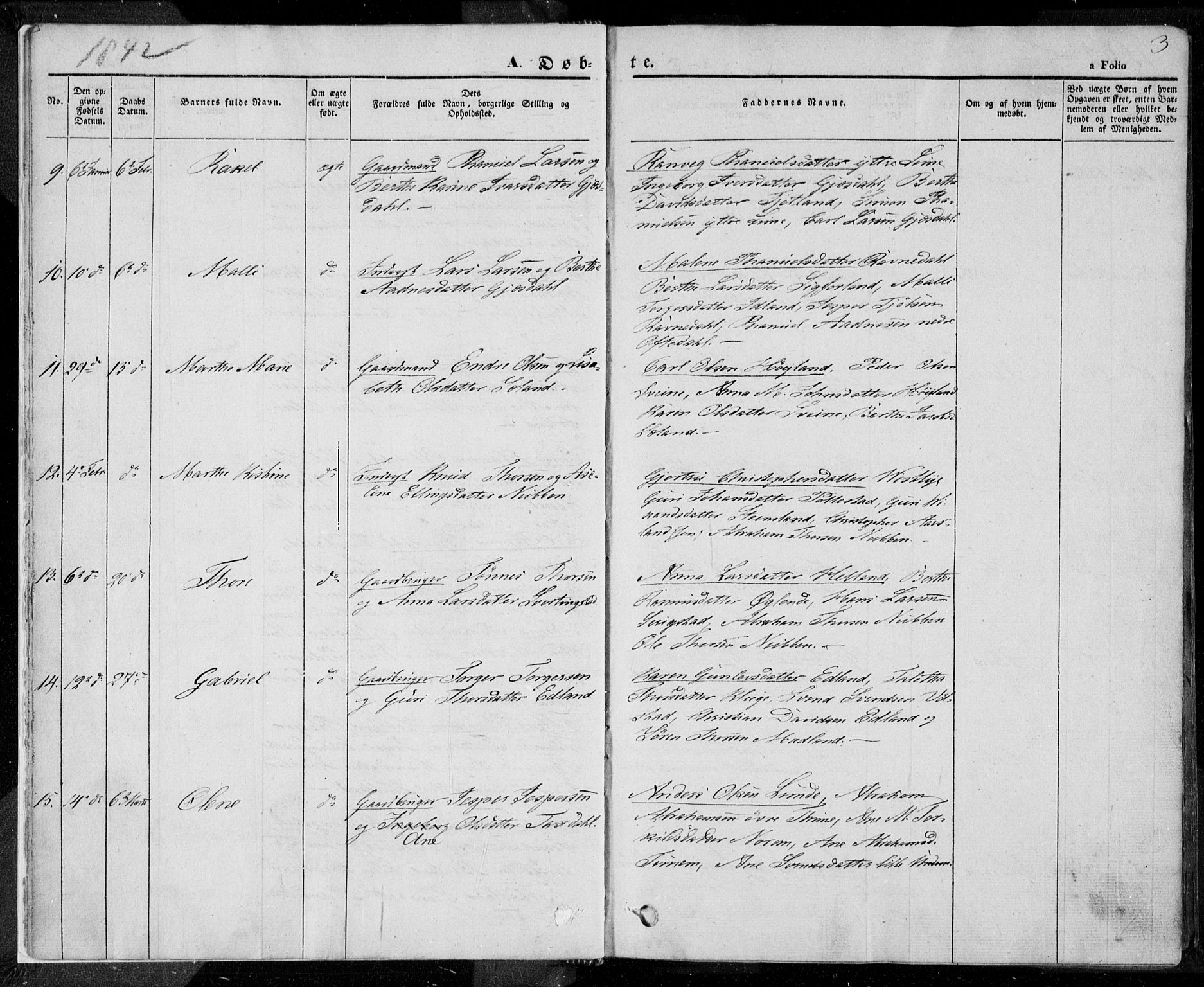 Lye sokneprestkontor, AV/SAST-A-101794/001/30BA/L0005: Parish register (official) no. A 5.1, 1842-1855, p. 3