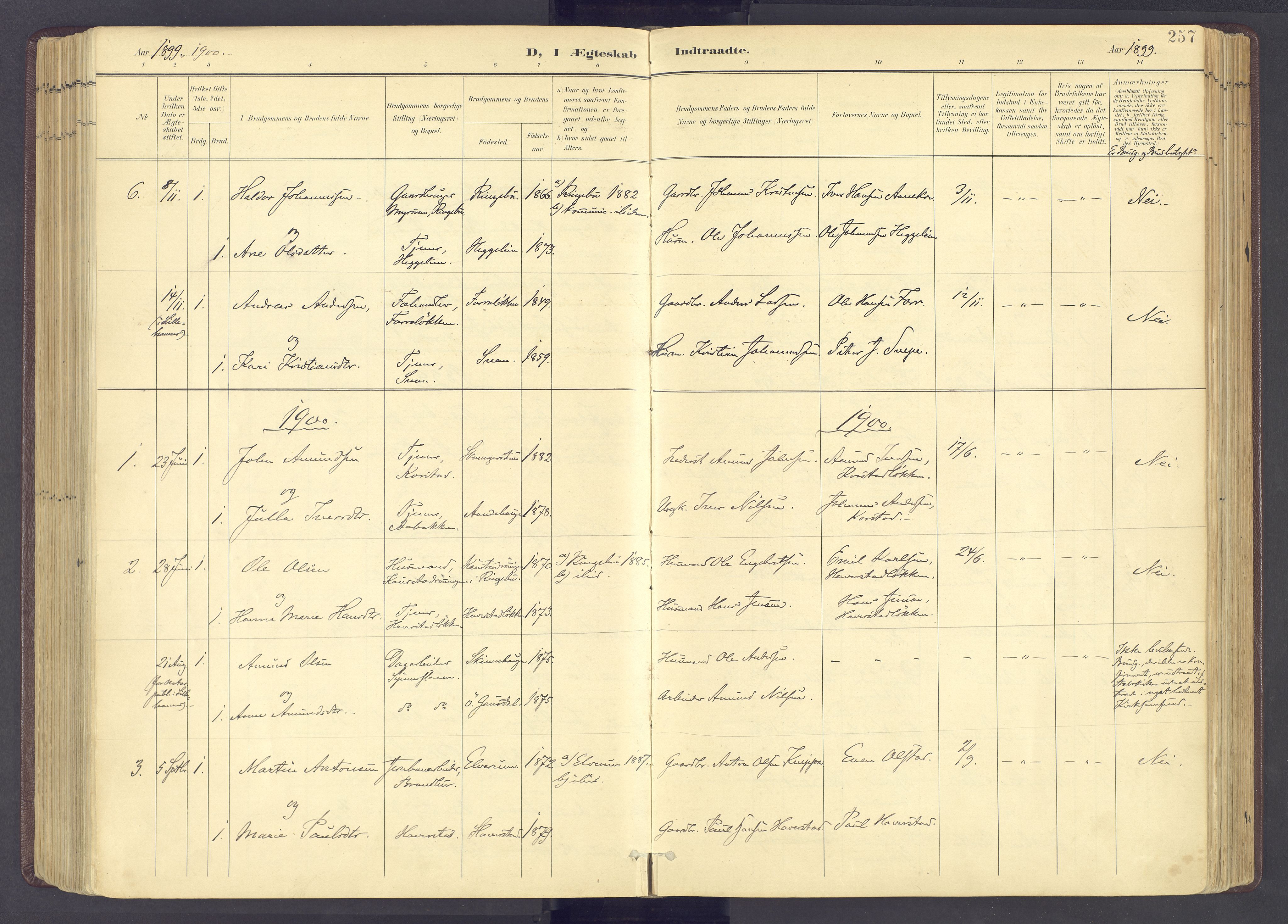 Sør-Fron prestekontor, AV/SAH-PREST-010/H/Ha/Haa/L0004: Parish register (official) no. 4, 1898-1919, p. 257