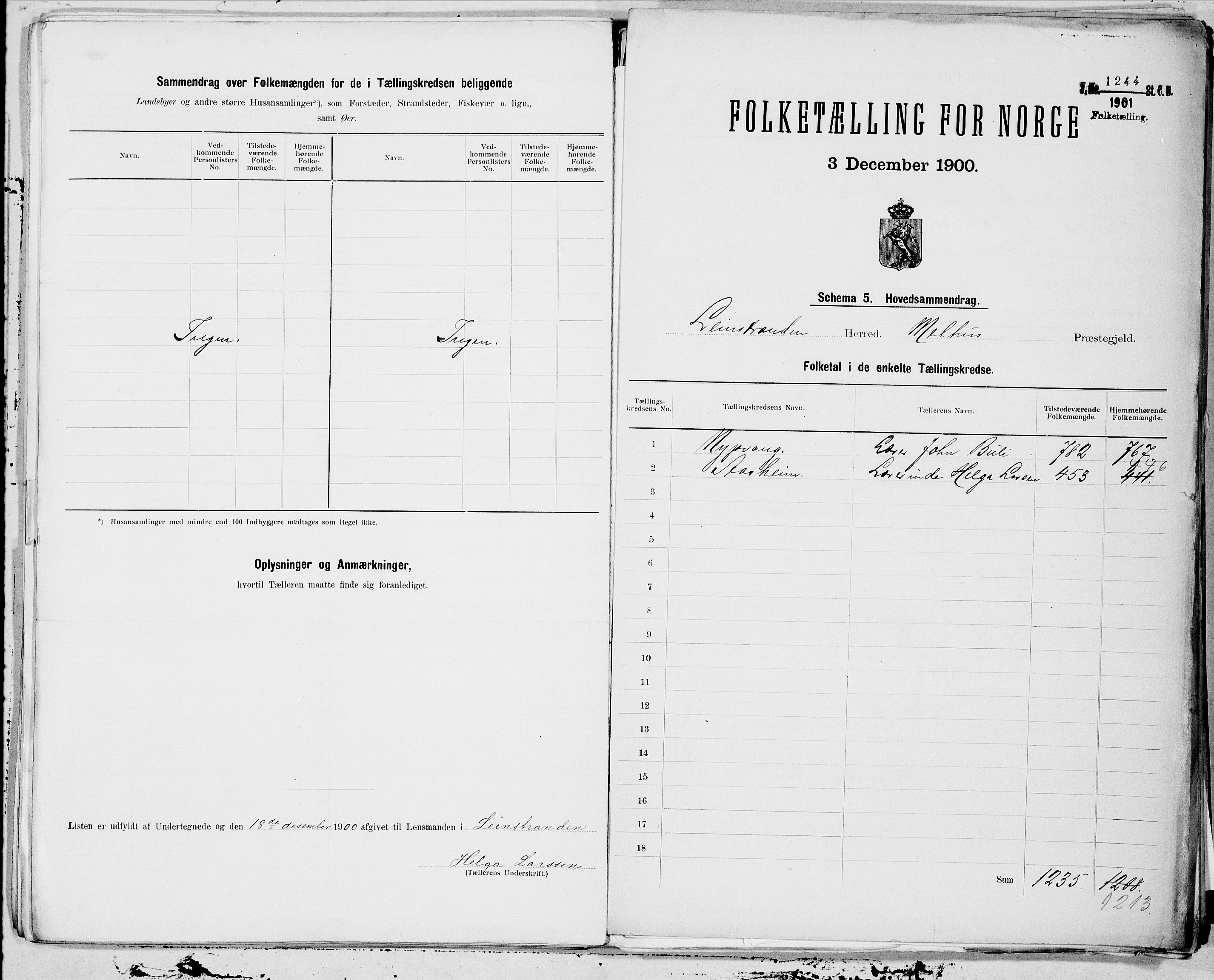 SAT, 1900 census for Leinstrand, 1900, p. 8