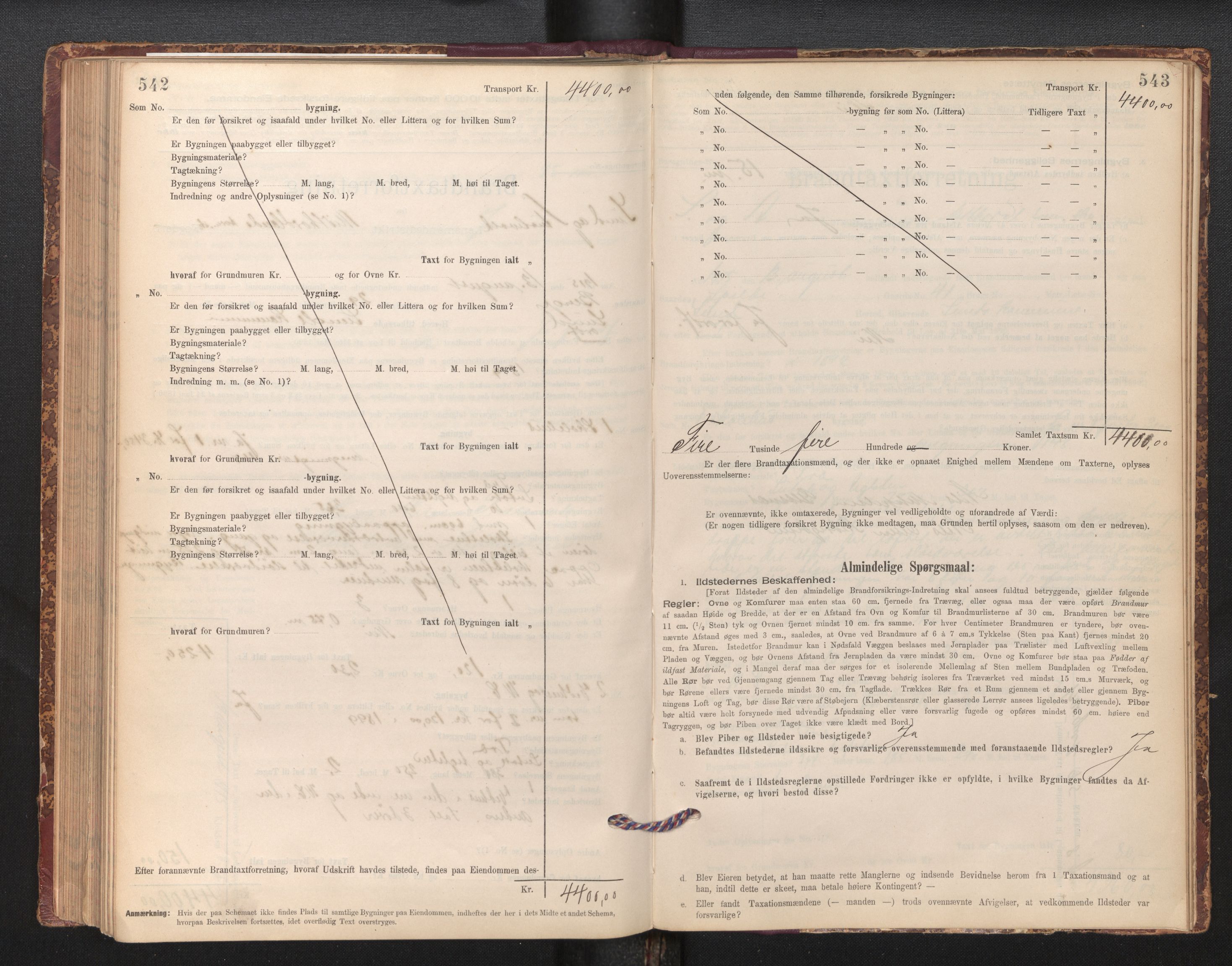 Lensmannen i Sund og Austevoll, AV/SAB-A-35201/0012/L0003: Branntakstprotokoll, skjematakst, 1894-1917, p. 542-543