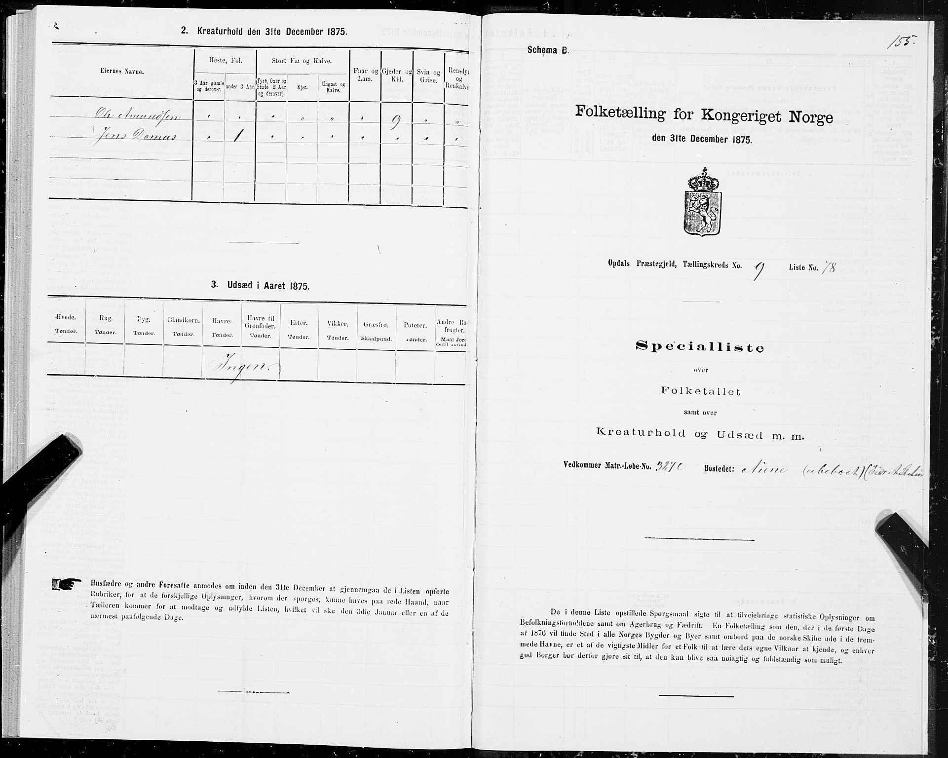 SAT, 1875 census for 1634P Oppdal, 1875, p. 6155