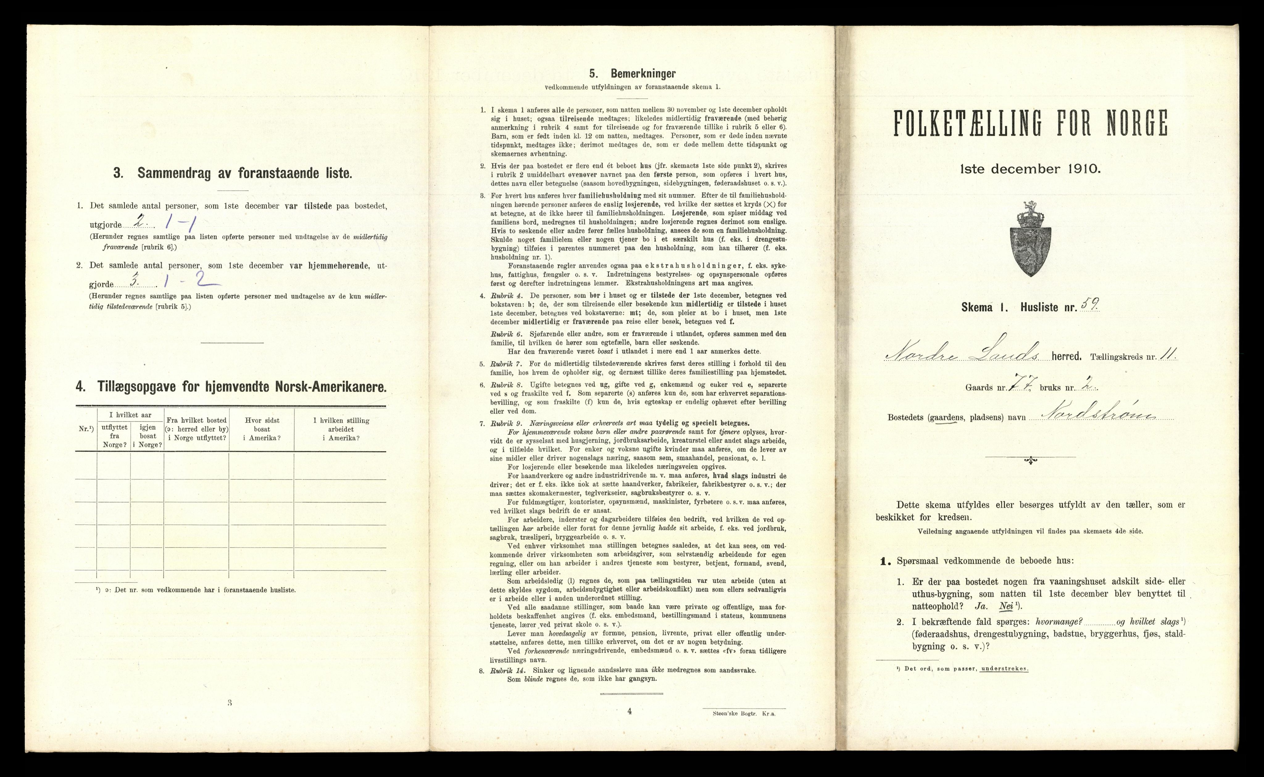 RA, 1910 census for Nordre Land, 1910, p. 1223