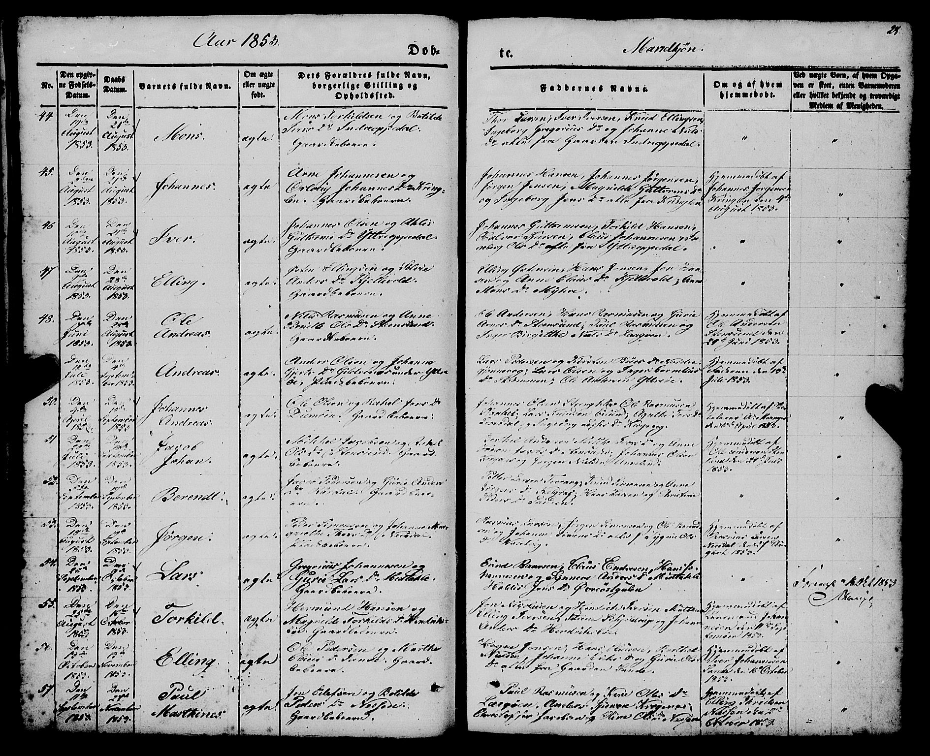 Gulen sokneprestembete, AV/SAB-A-80201/H/Haa/Haaa/L0021: Parish register (official) no. A 21, 1848-1858, p. 28