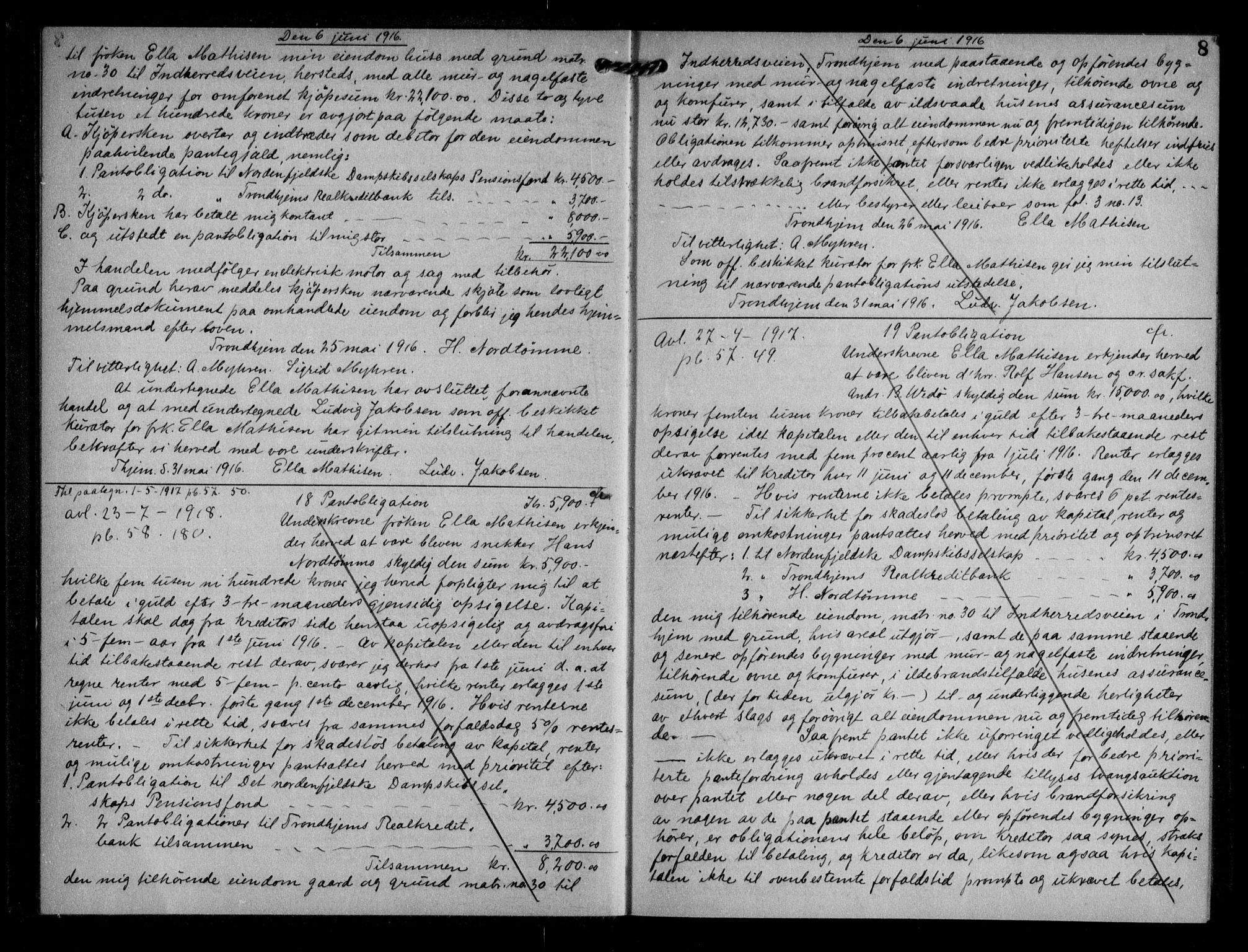 Trondheim byfogd, AV/SAT-A-0003/1/2/2C/L0057: Mortgage book no. 56, 1916-1917, p. 8
