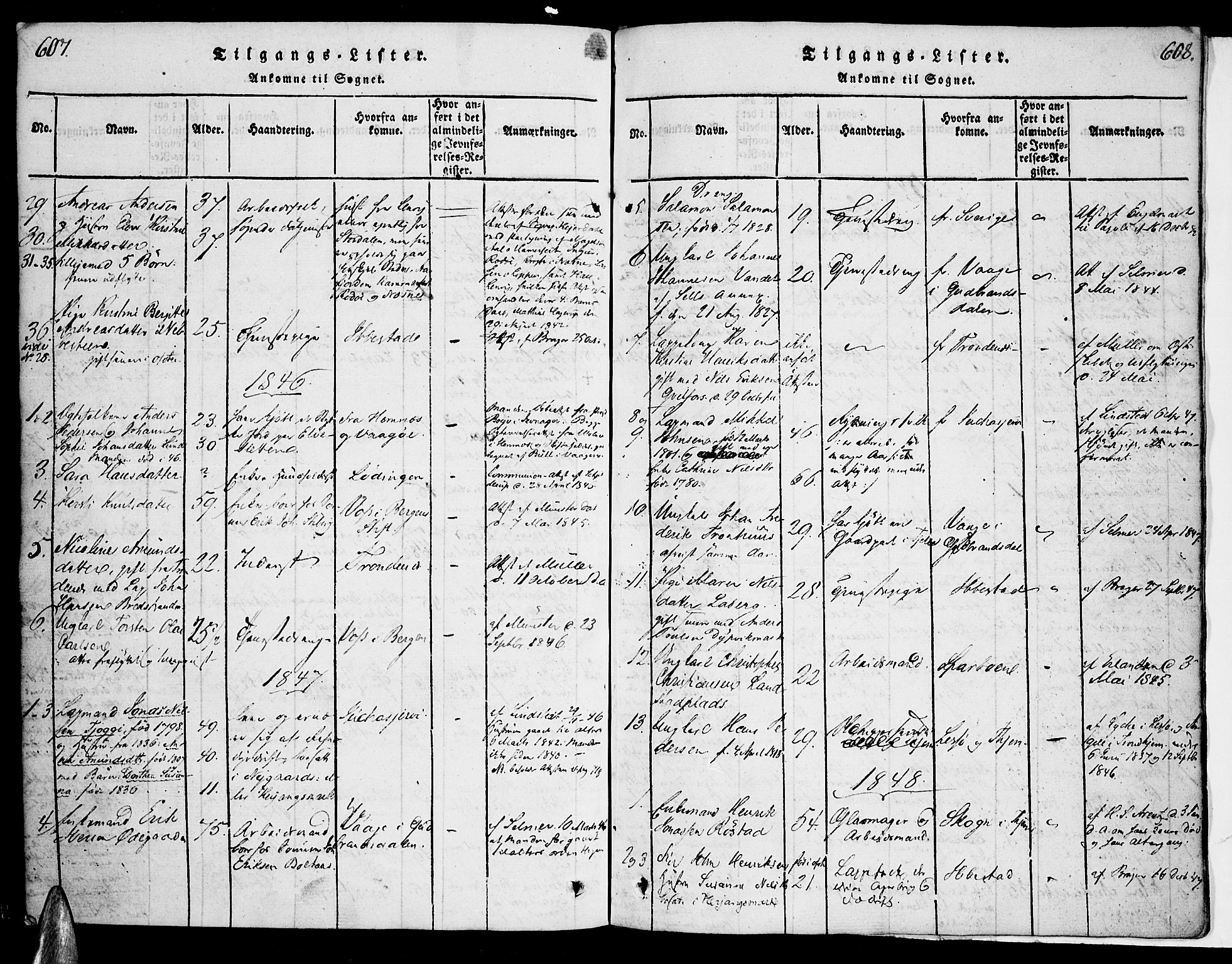 Ministerialprotokoller, klokkerbøker og fødselsregistre - Nordland, AV/SAT-A-1459/863/L0894: Parish register (official) no. 863A06, 1821-1851, p. 607-608