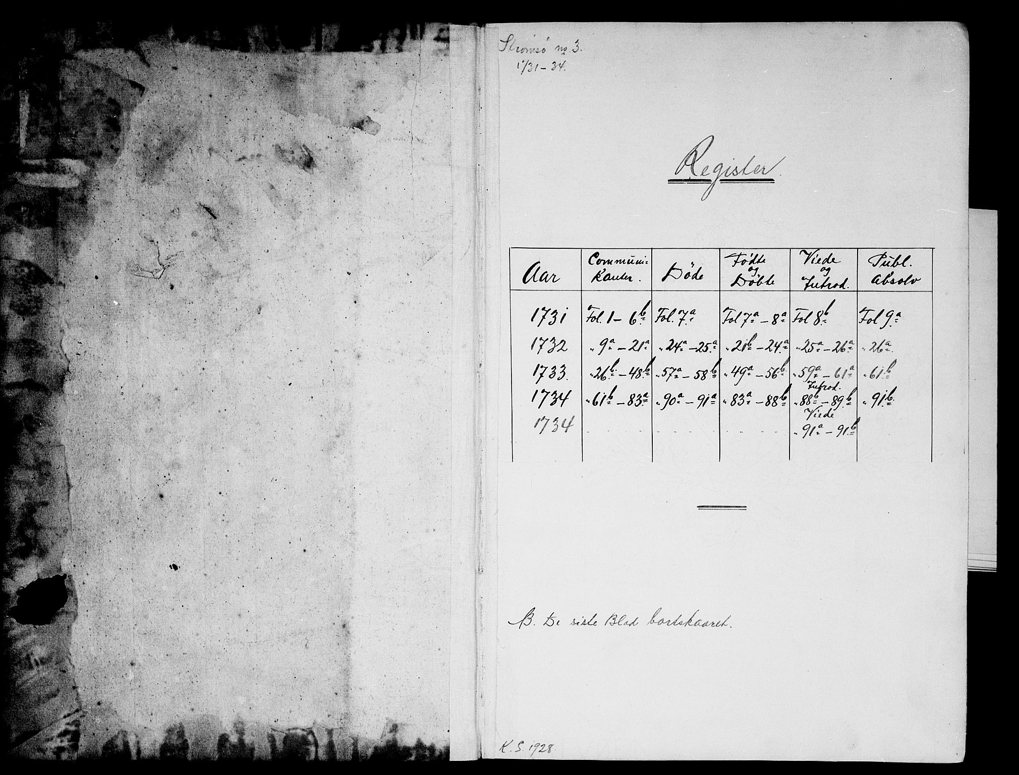 Strømsø kirkebøker, AV/SAKO-A-246/F/Fa/L0004: Parish register (official) no. I 4, 1731-1734