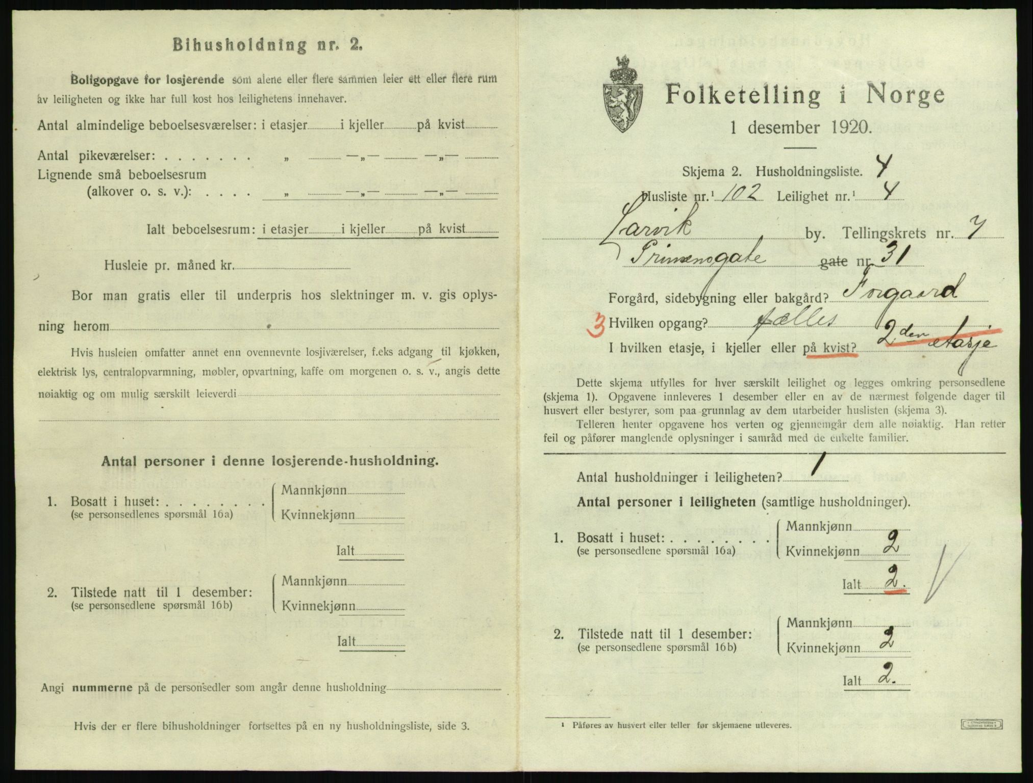 SAKO, 1920 census for Larvik, 1920, p. 6414