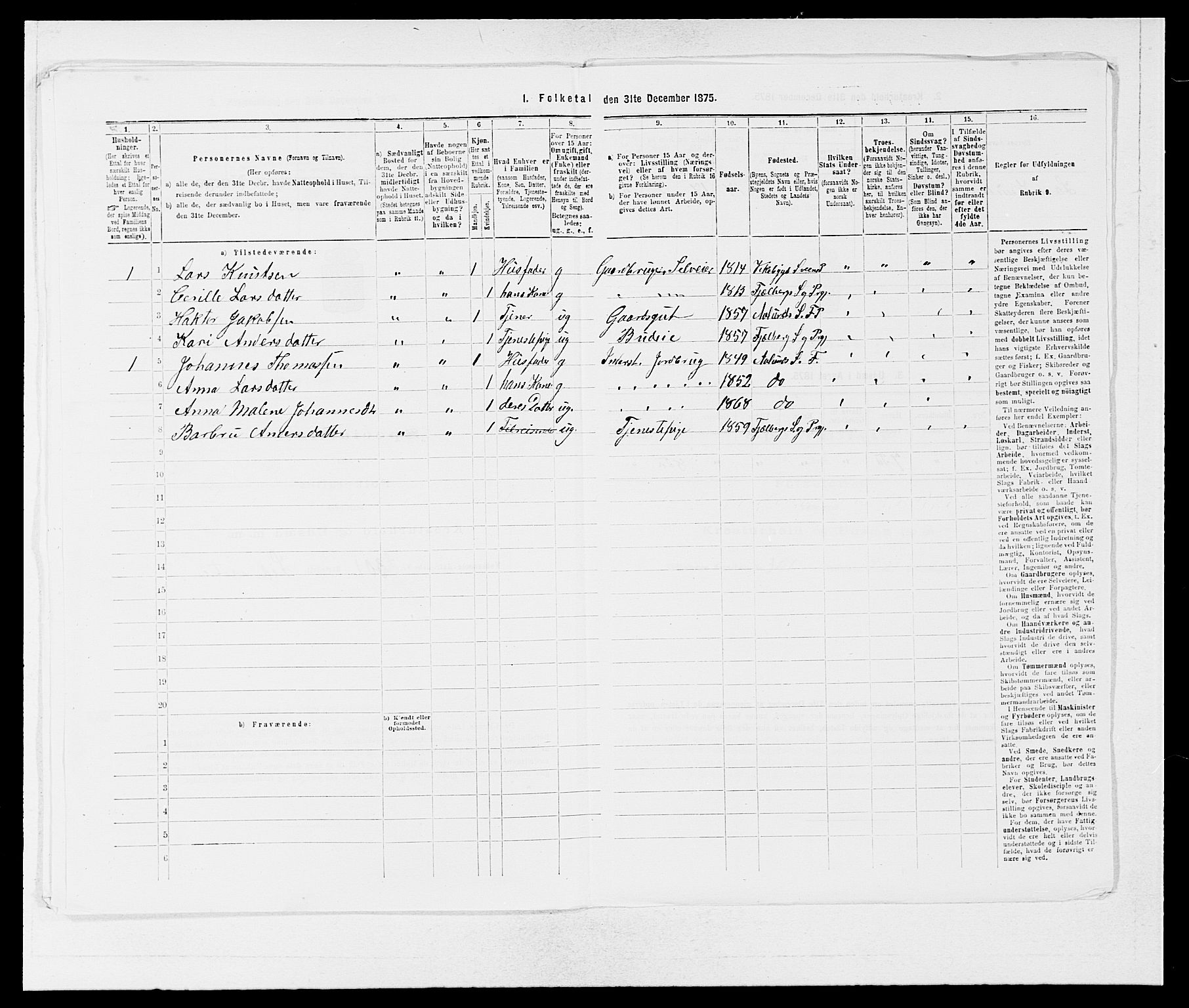 SAB, 1875 census for 1213P Fjelberg, 1875, p. 590