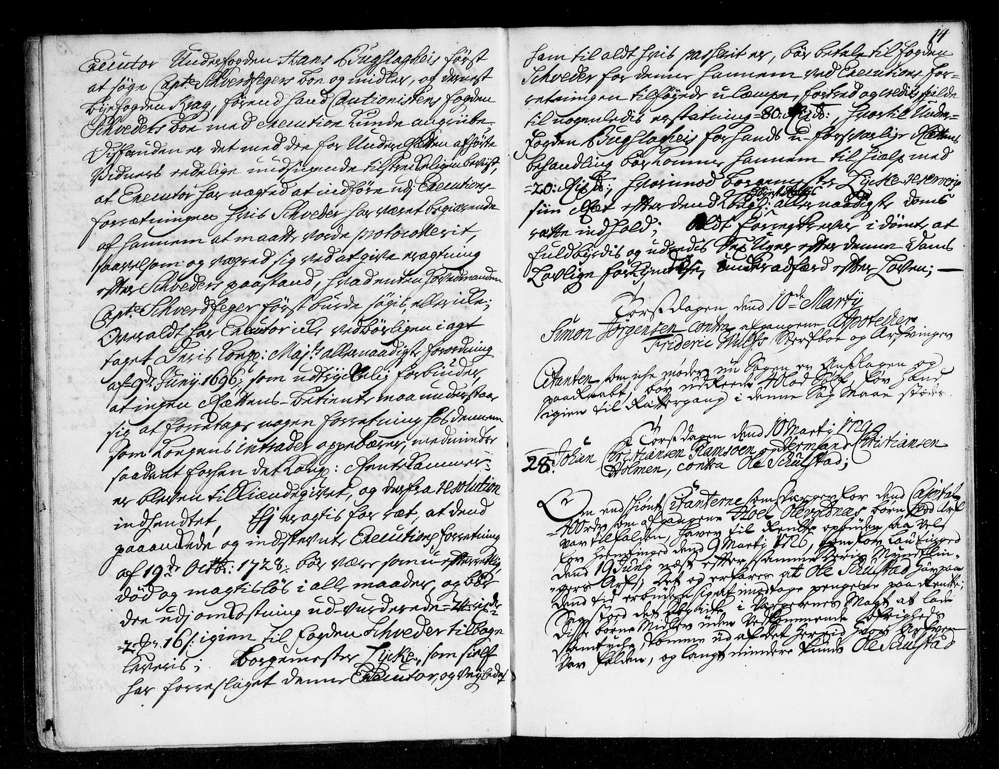 Overhoffretten 1667-1797, AV/RA-EA-2884/Aa/L0059: Avsiktsprotokoll, 1729, p. 13b-14a