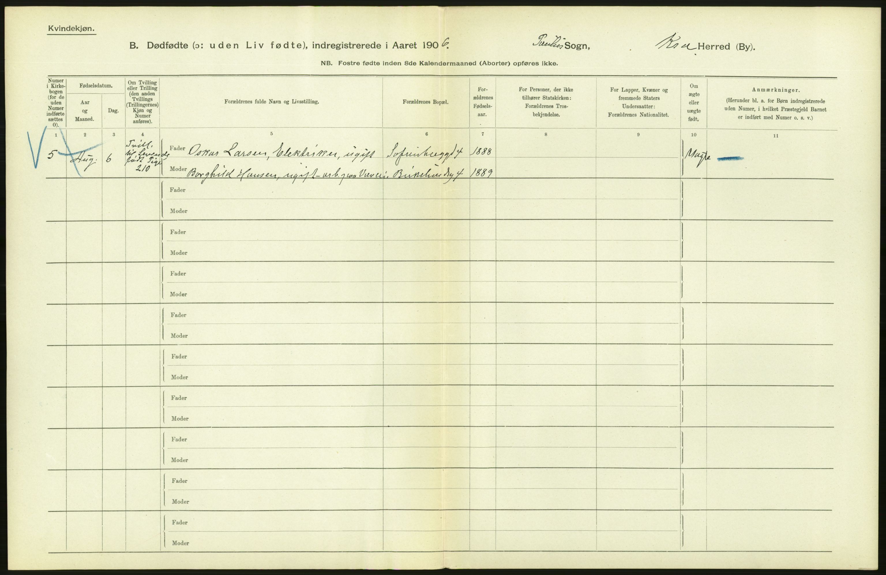 Statistisk sentralbyrå, Sosiodemografiske emner, Befolkning, RA/S-2228/D/Df/Dfa/Dfad/L0010: Kristiania: Døde, dødfødte, 1906, p. 26