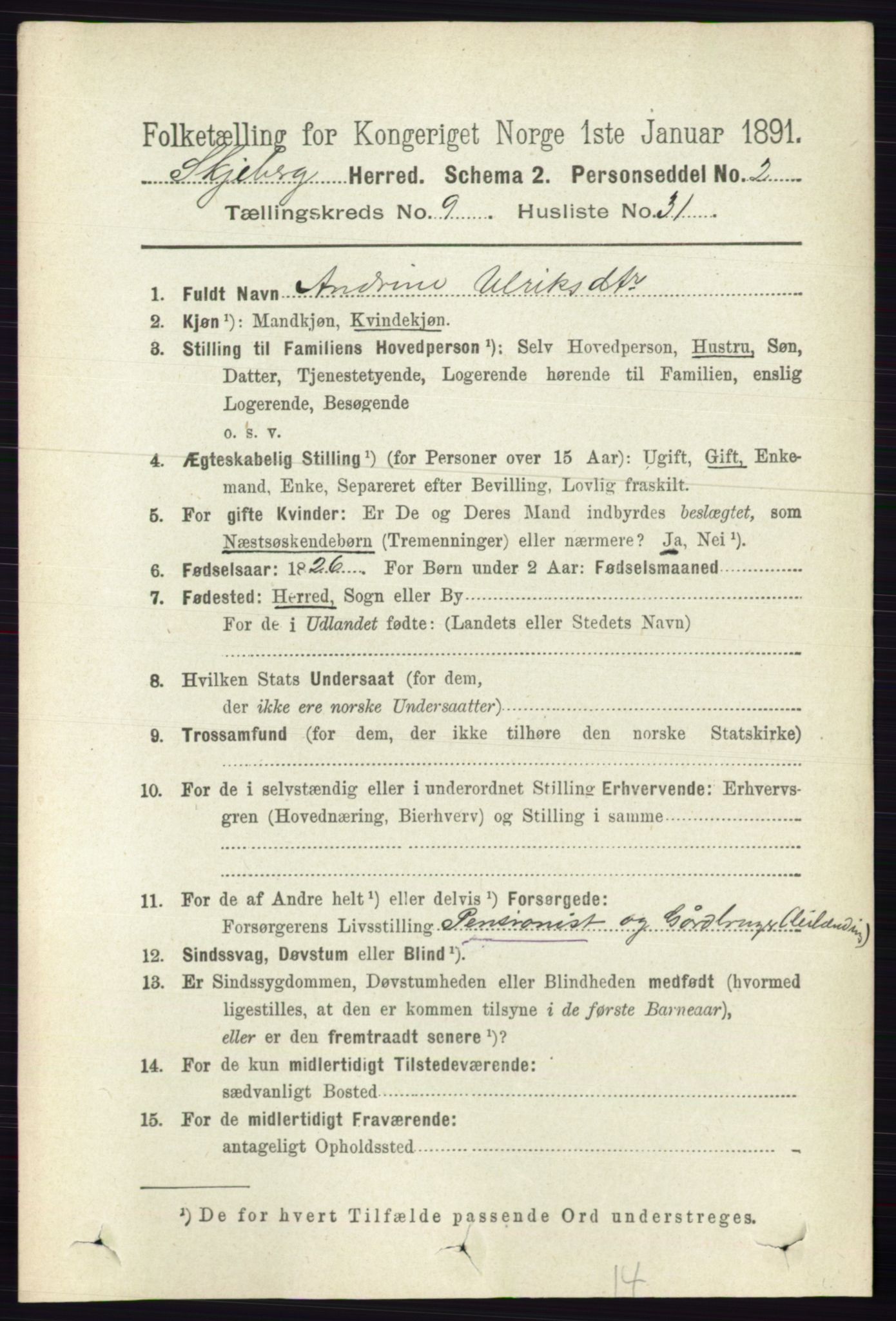 RA, 1891 census for 0115 Skjeberg, 1891, p. 4880