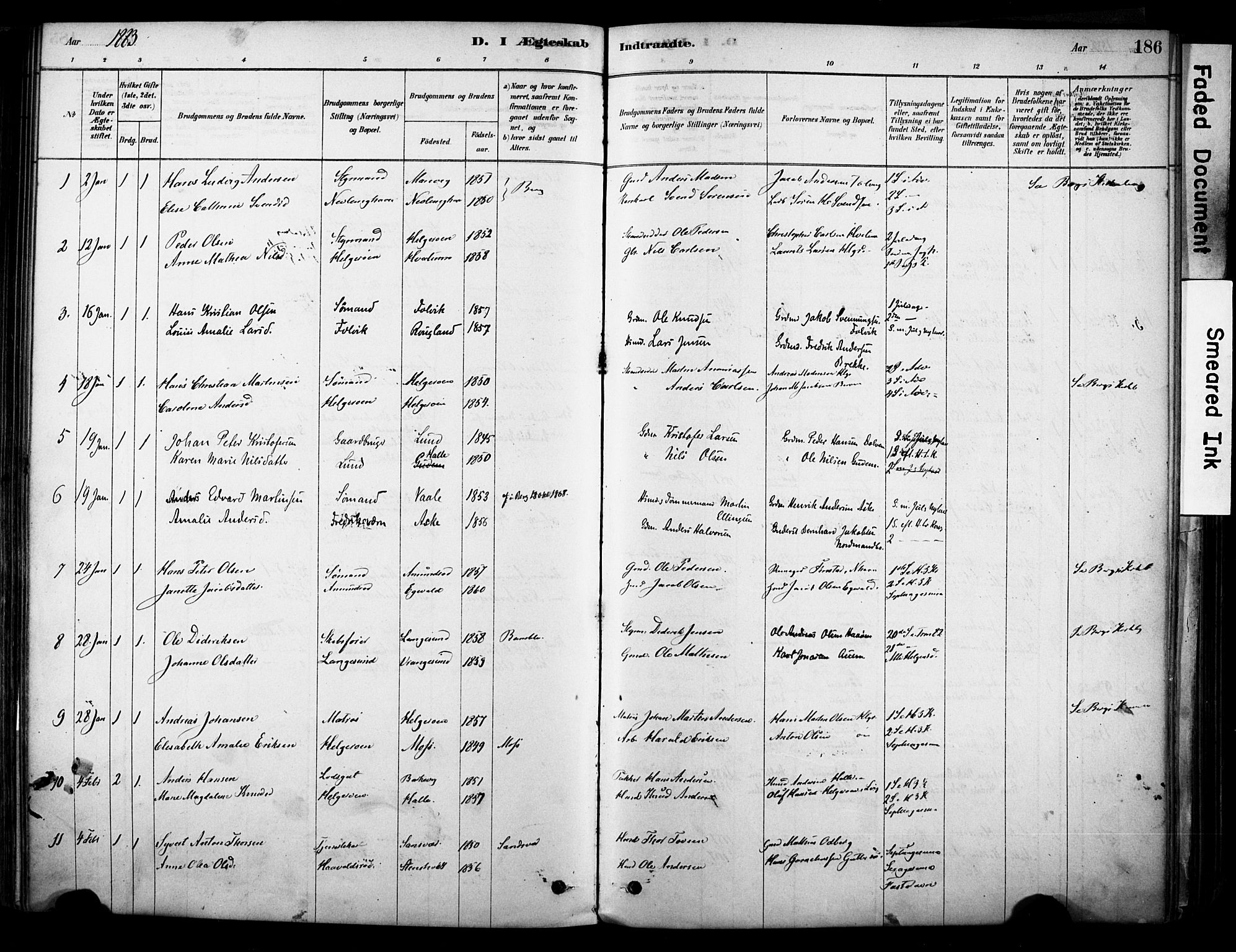 Brunlanes kirkebøker, AV/SAKO-A-342/F/Fc/L0001: Parish register (official) no. III 1, 1878-1899, p. 186